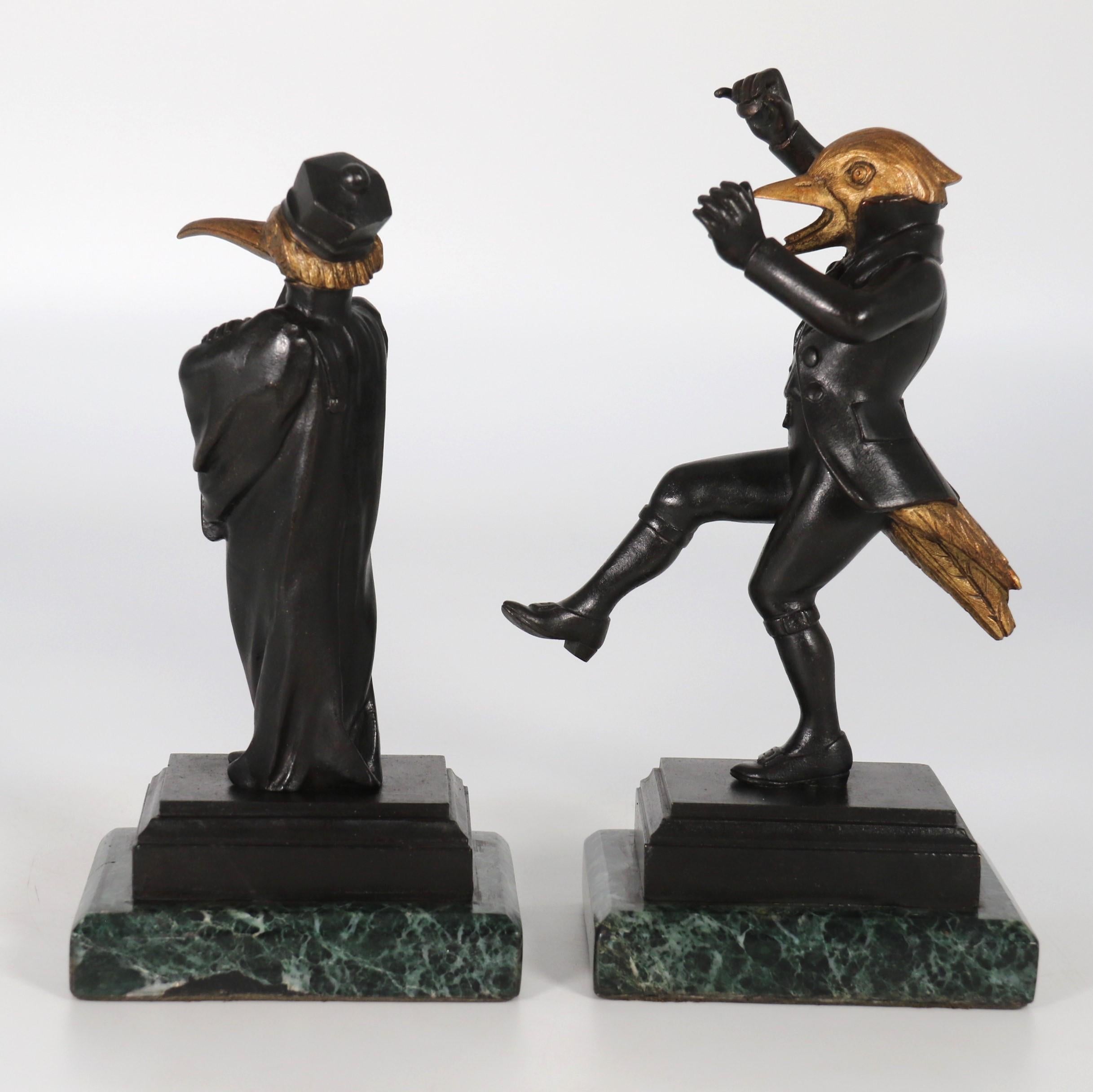 Louis Philippe A pair of  French bronze caricature figures of theatrical birds, circa 1880 For Sale