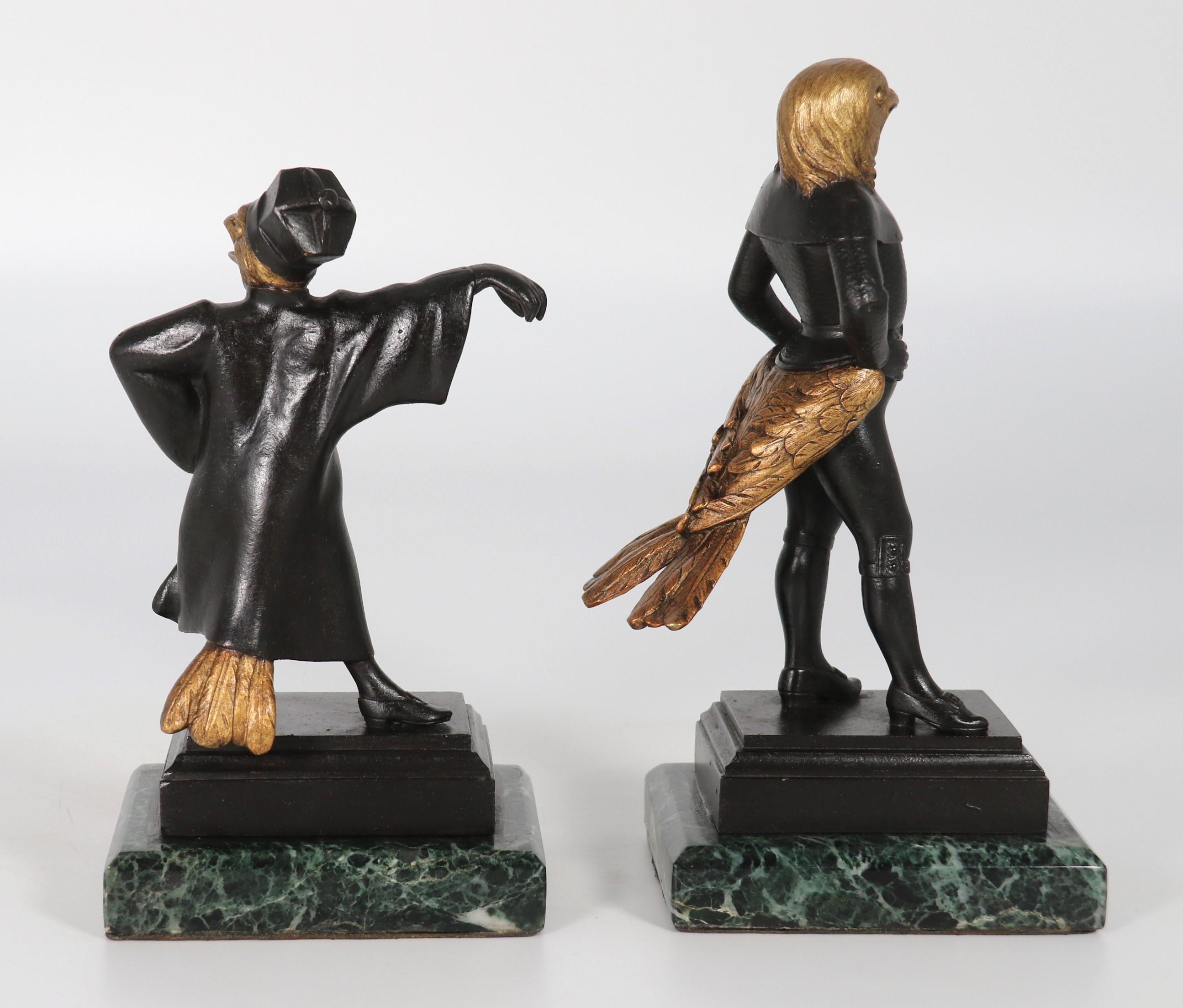 A  pair of French bronze caricature figures of theatrical birds, circa 1880 For Sale 2