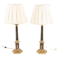 Pair of French Bronze Directoire Period Lamps