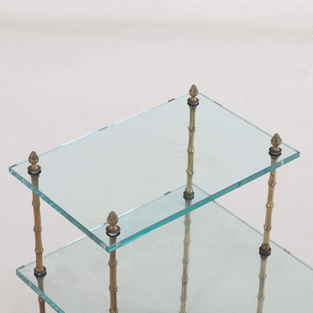 Français Paire de tables d'appoint françaises en bronze faux bambou à la manière de Jansen, C 1950. en vente