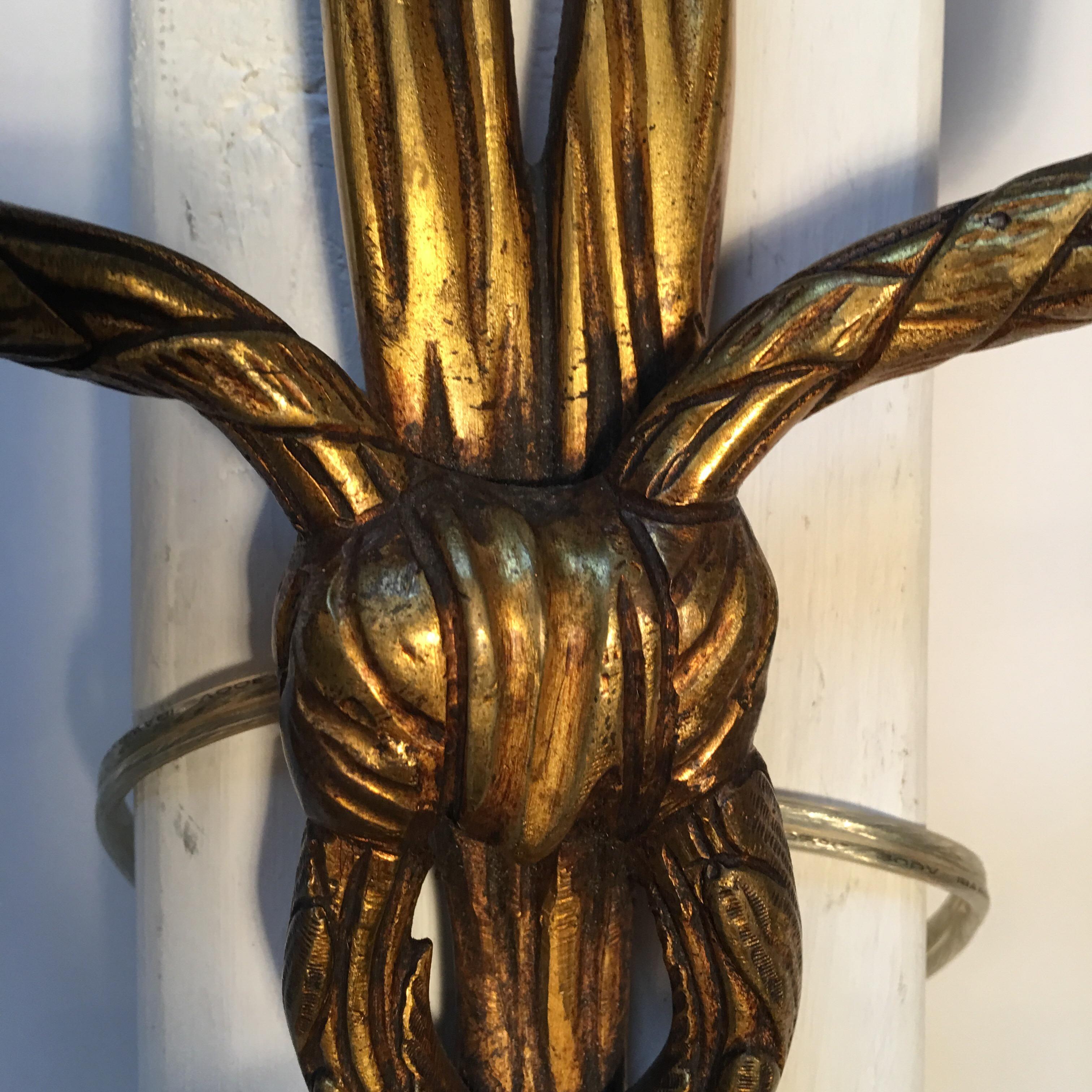 Pair of French Bronze Louis XVI Style Wall Sconces 5