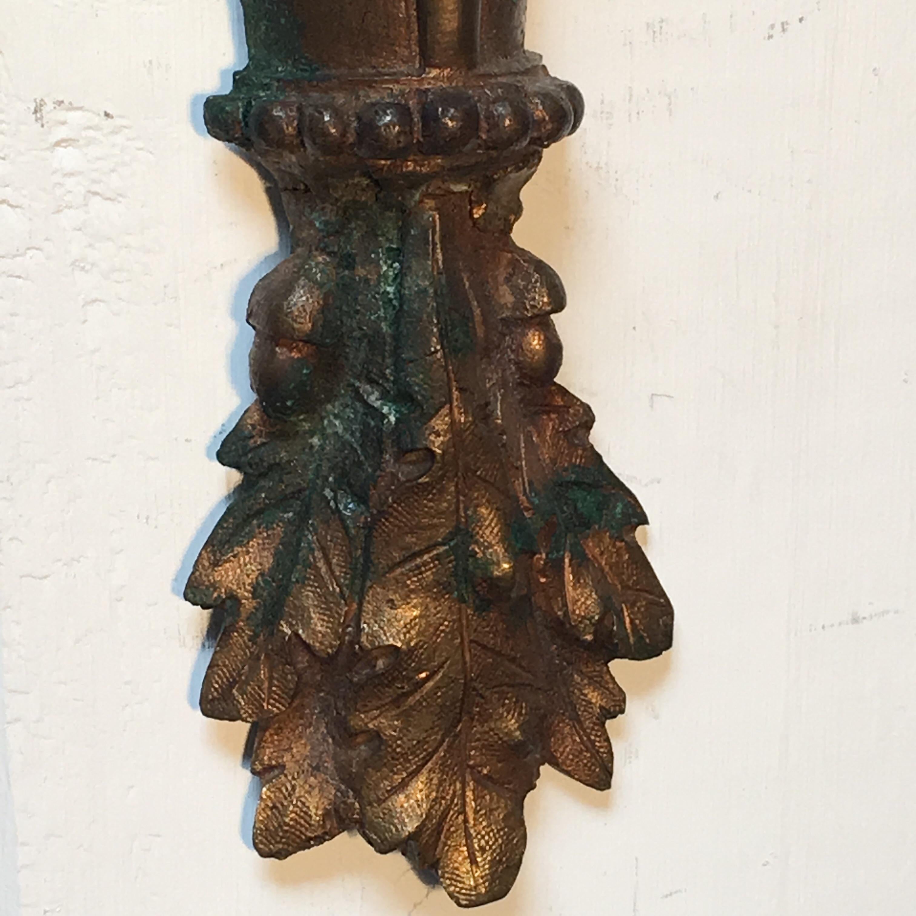 20th Century Pair of French Bronze Louis XVI Style Wall Sconces For Sale