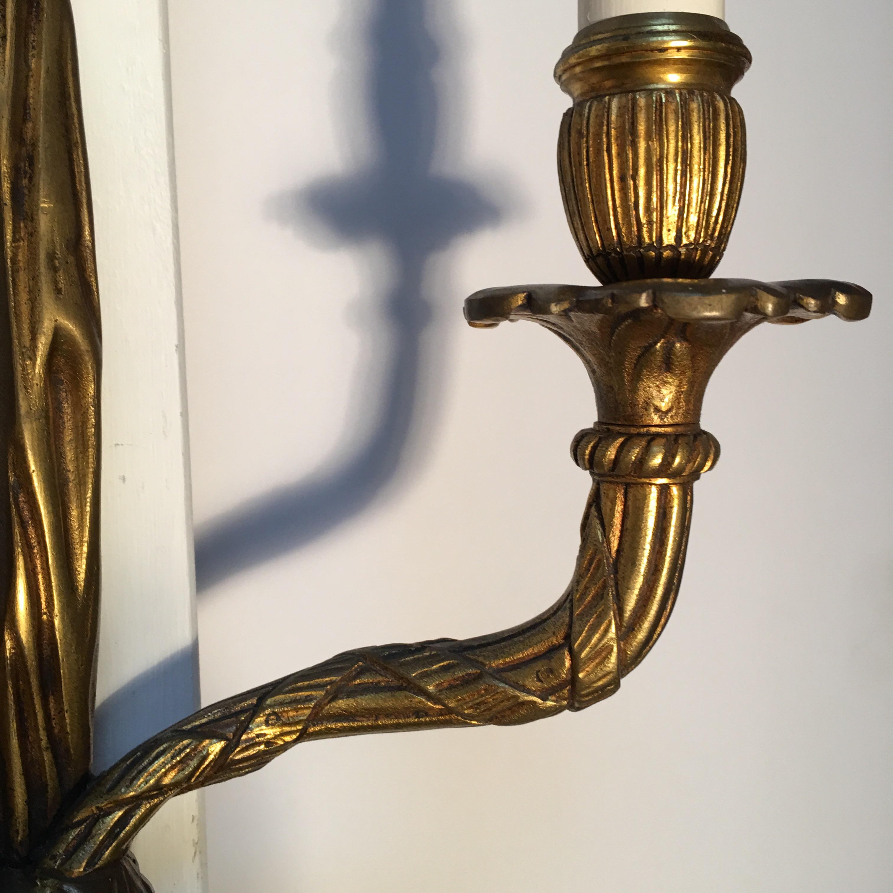 Pair of French Bronze Louis XVI Style Wall Sconces 3
