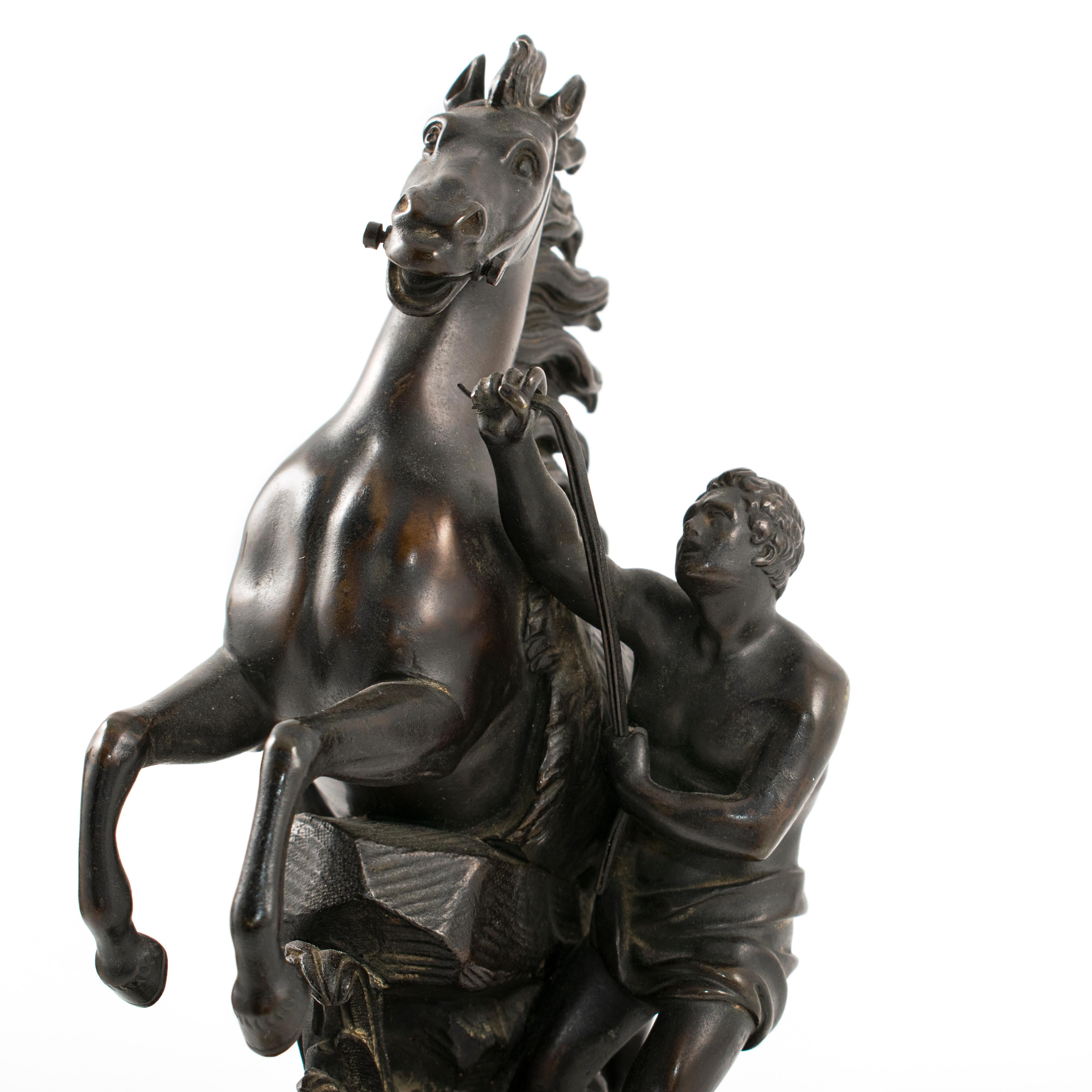 Gilt Pair of French Bronze Marly Horses After Guillaume Coustou