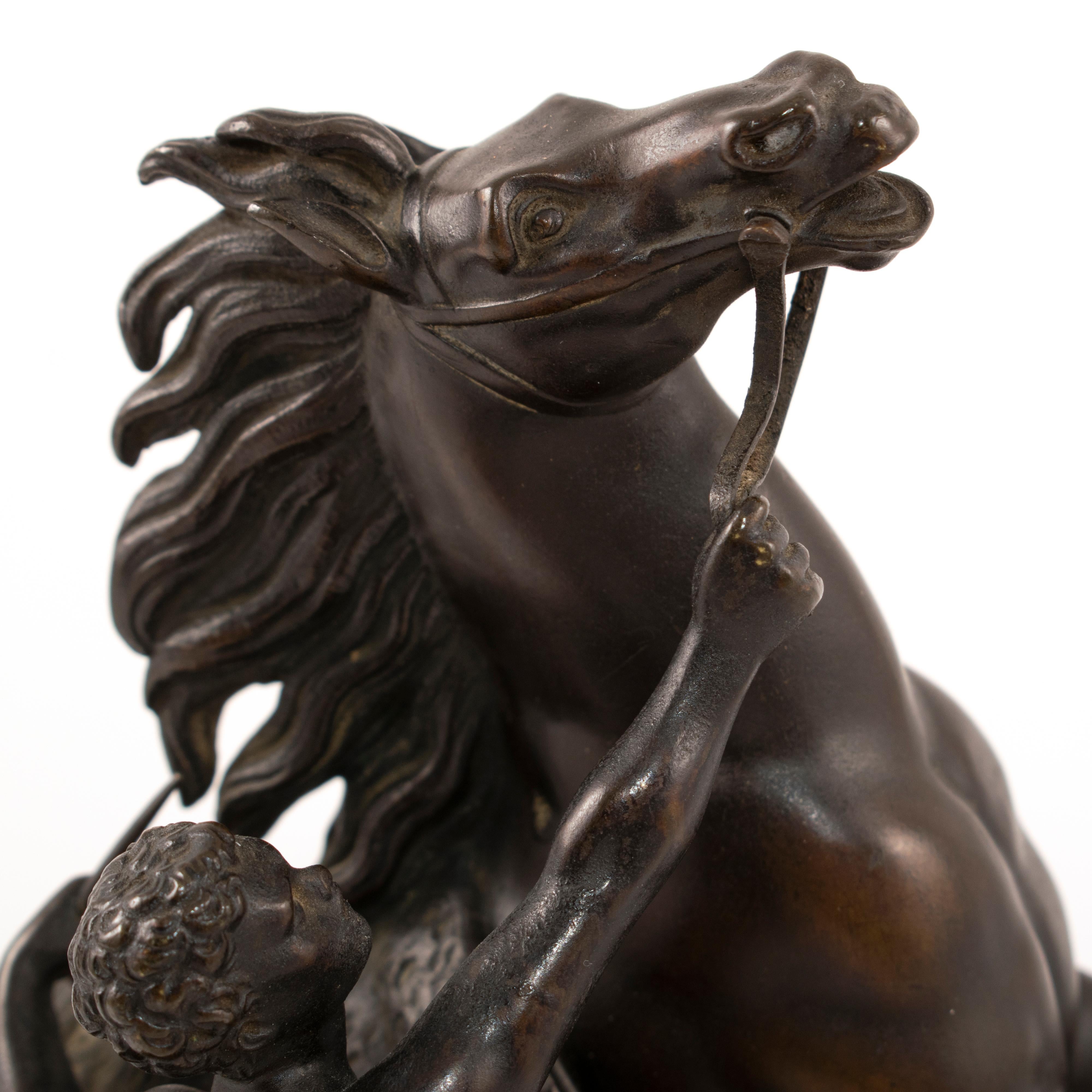 19th Century Pair of French Bronze Marly Horses After Guillaume Coustou