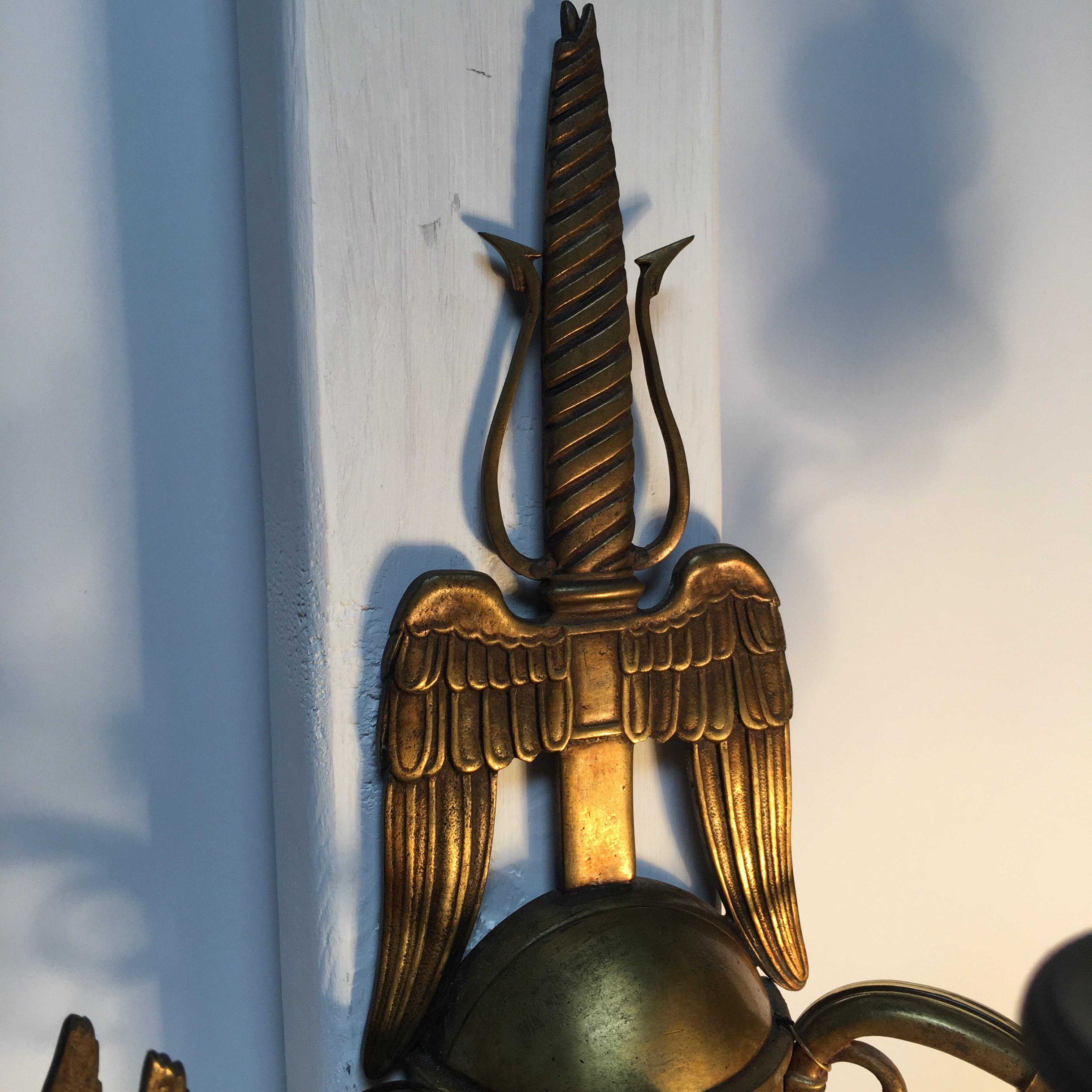 Pair of French Bronze Neoclassical Style Sconces In Good Condition For Sale In Dallas, TX