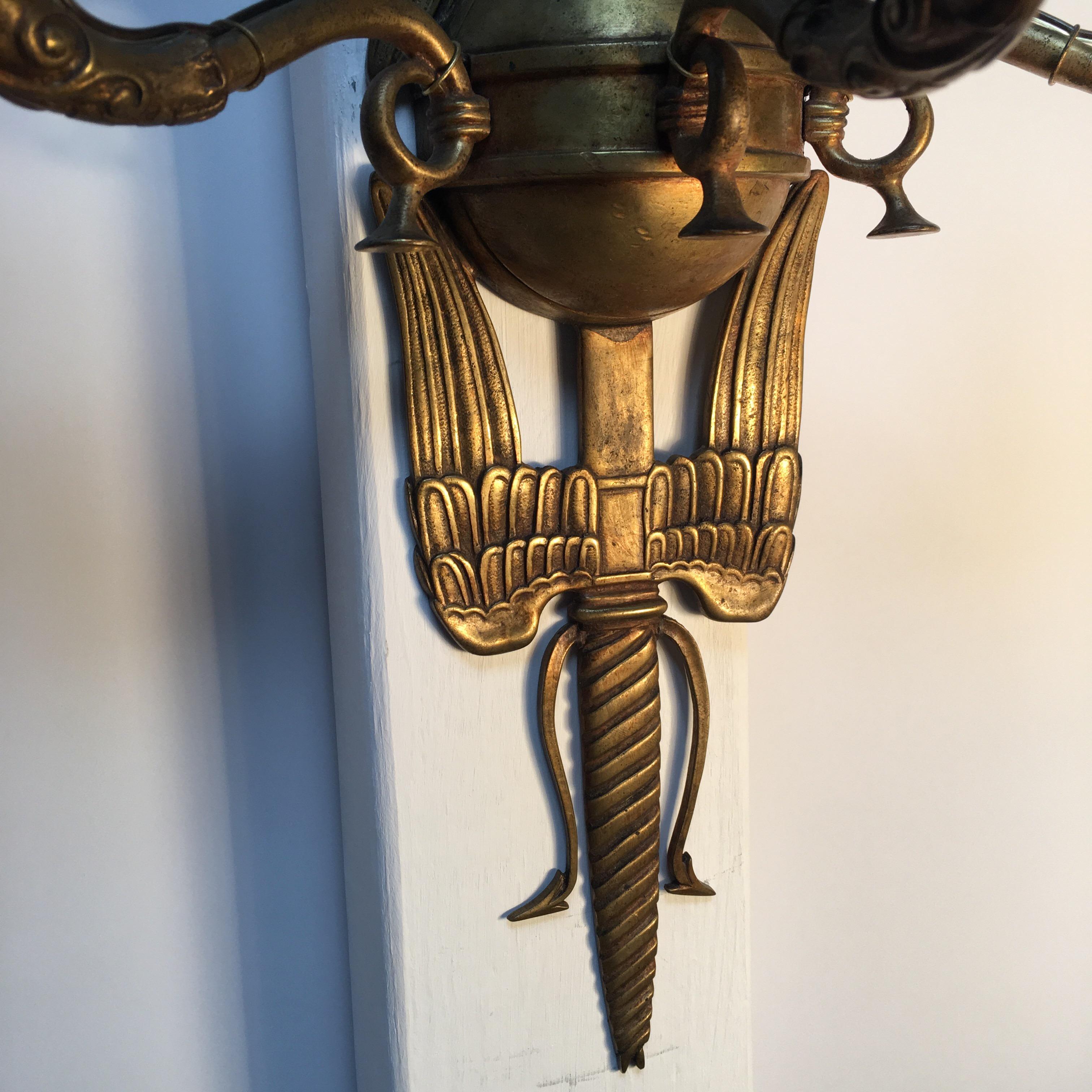 20th Century Pair of French Bronze Neoclassical Style Sconces For Sale