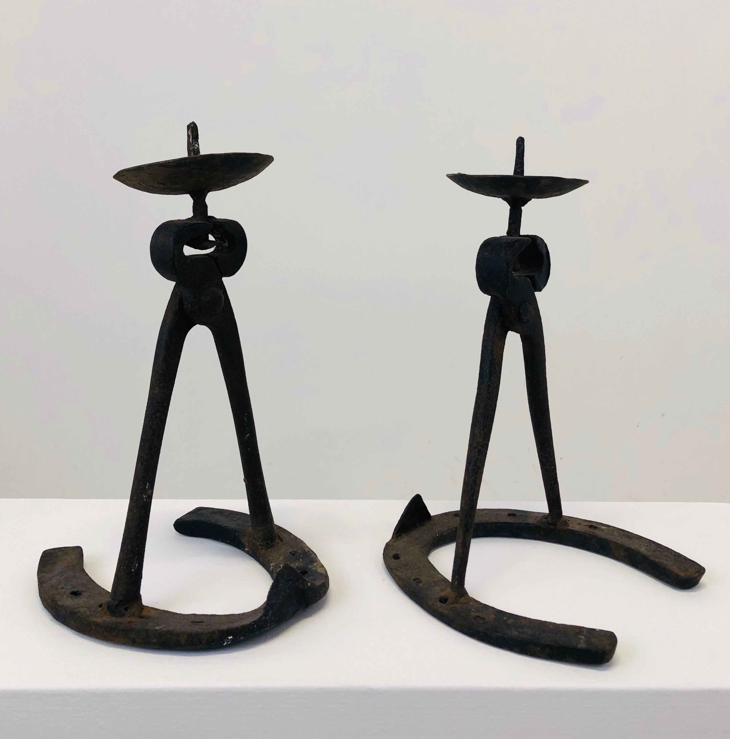 Brutalist Pair of French Brustalist Candle Holder, 1950 For Sale