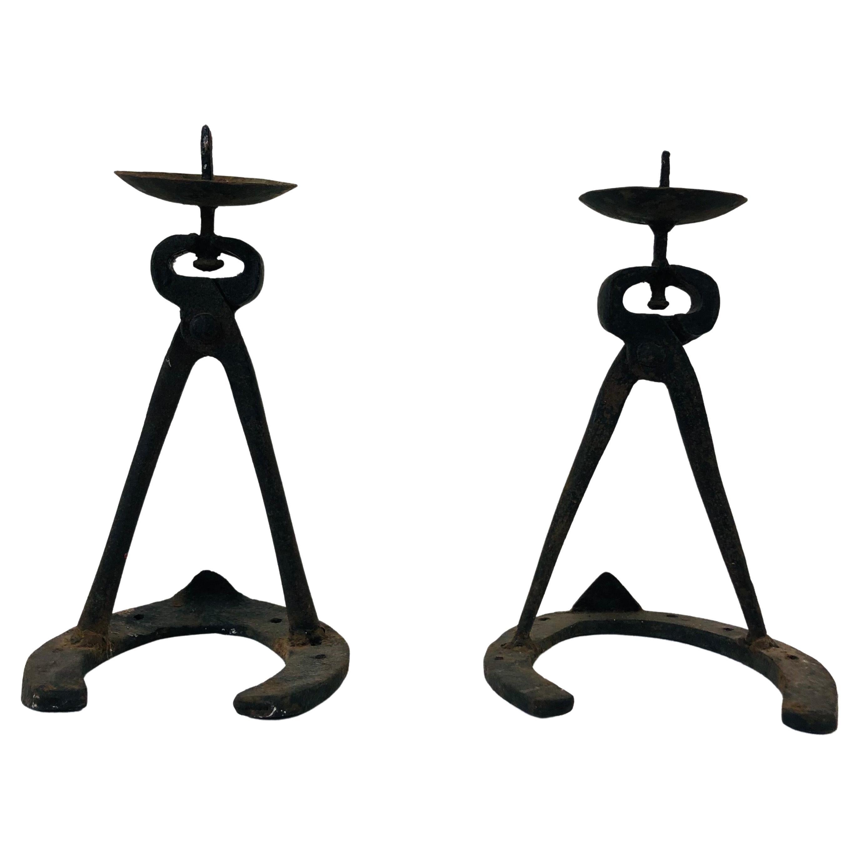 Pair of French Brustalist Candle Holder, 1950 For Sale