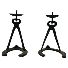 Retro Pair of French Brustalist Candle Holder, 1950