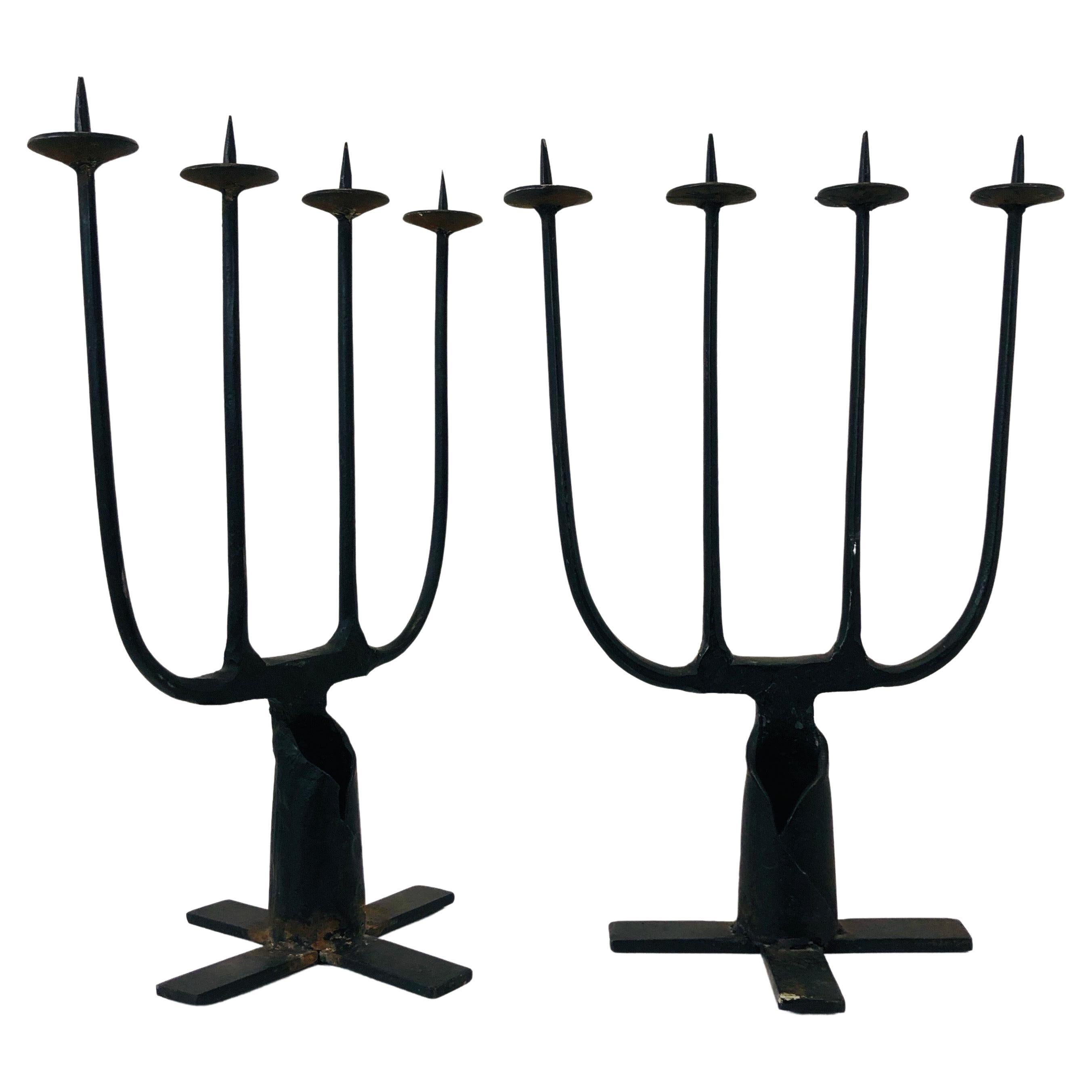 Pair of French Brustalist Candle Holder, 1950