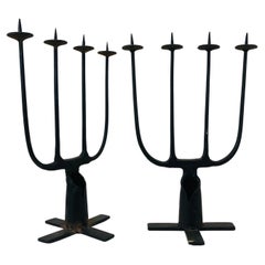 Vintage Pair of French Brustalist Candle Holder, 1950