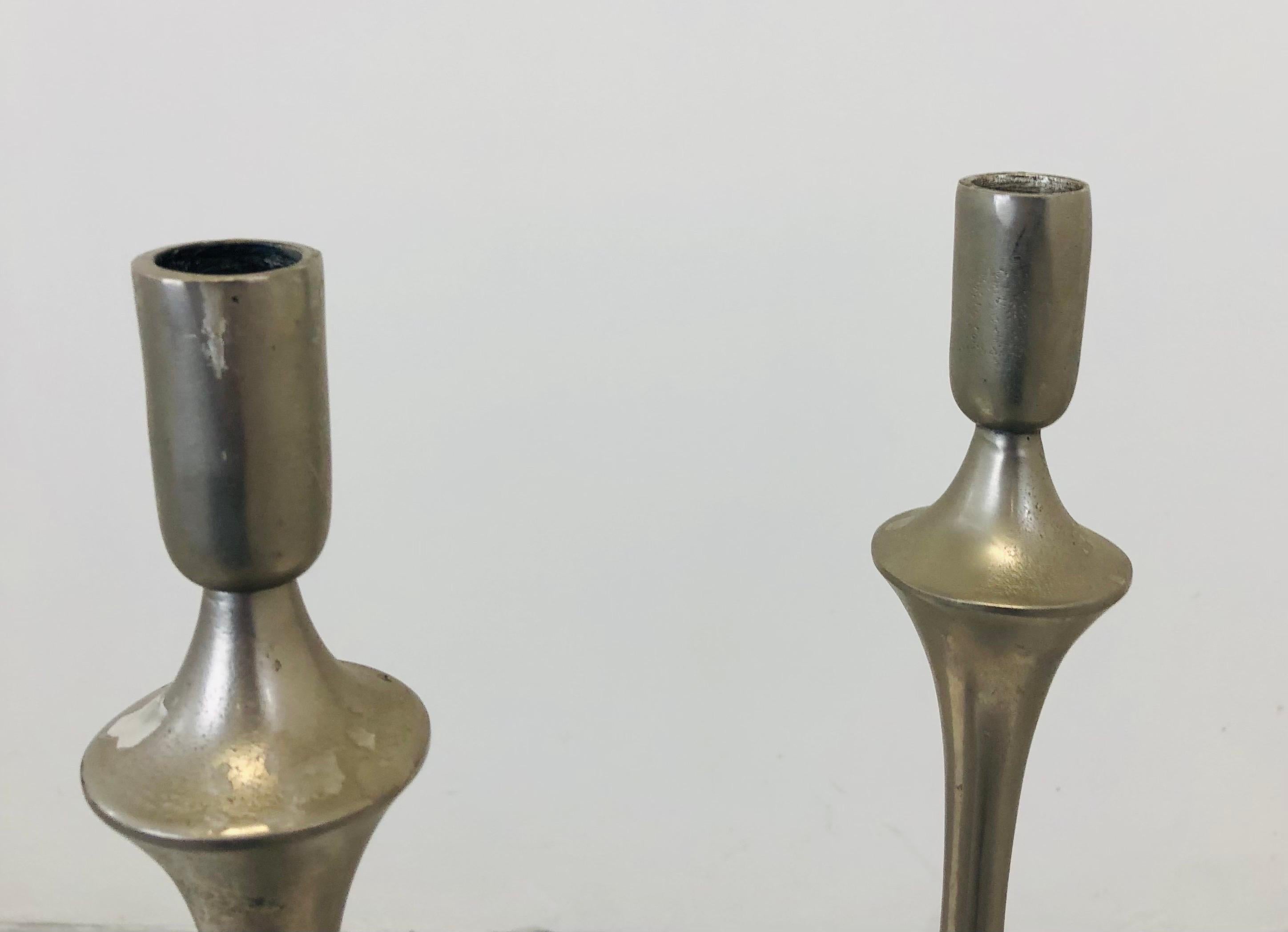Aluminum Pair of French Candle Holder, 1970