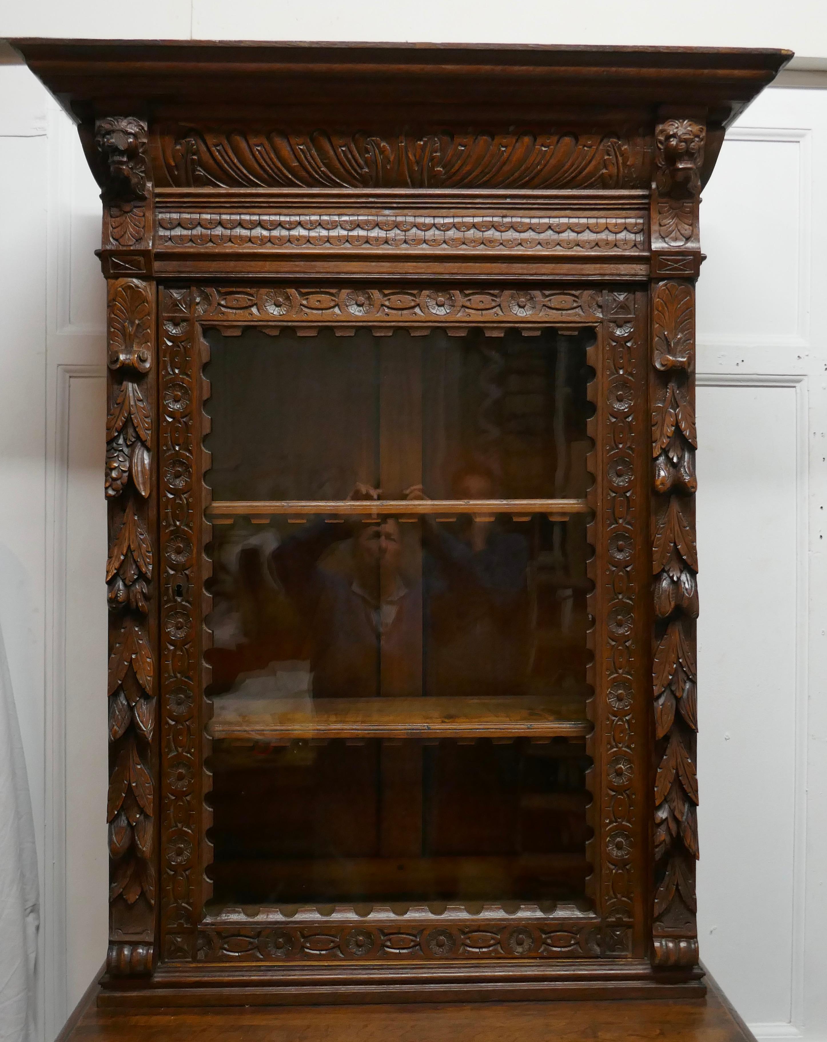 Pair of French Carved Gothic Oak Bookcases 6