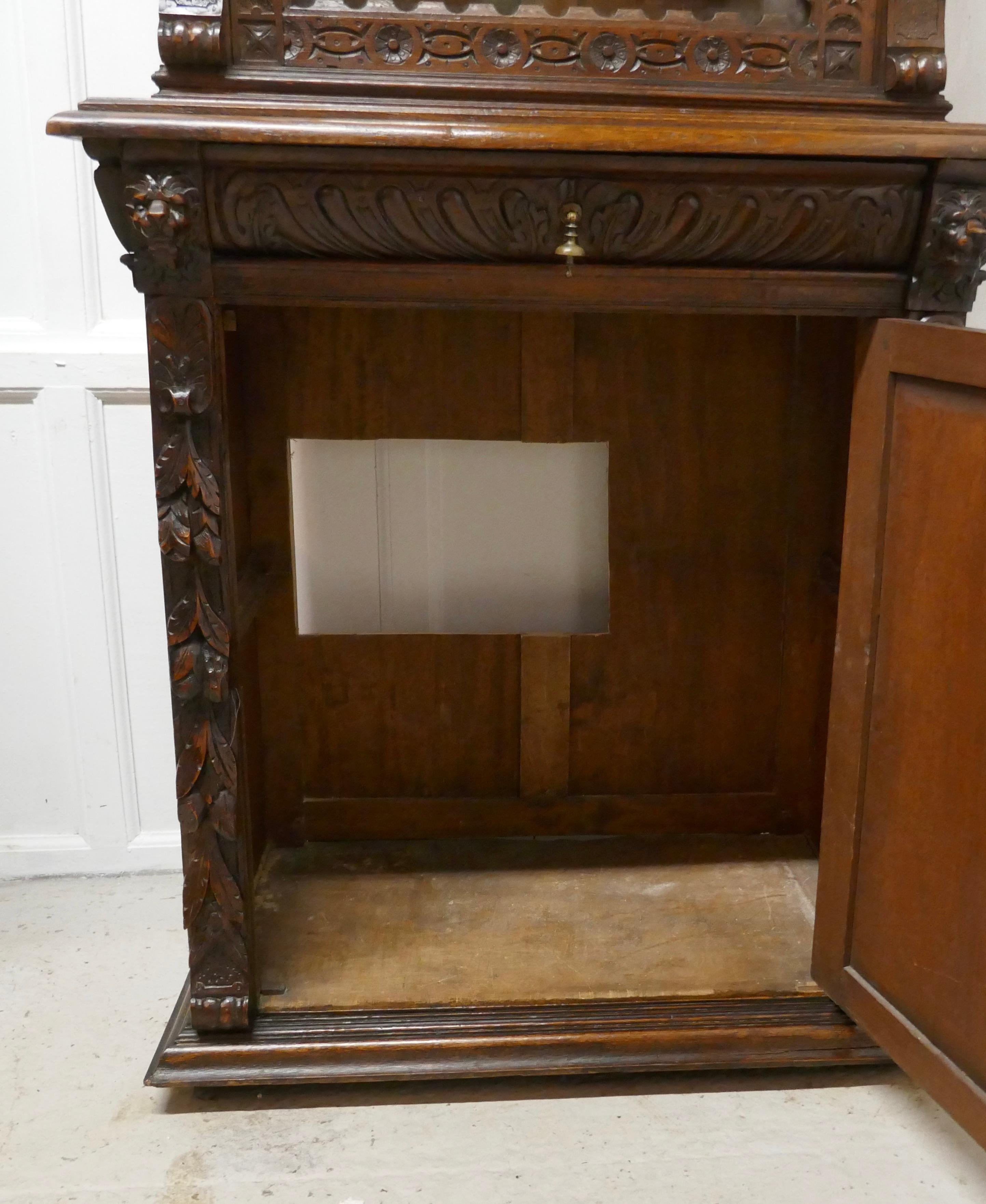 Pair of French Carved Gothic Oak Bookcases 2