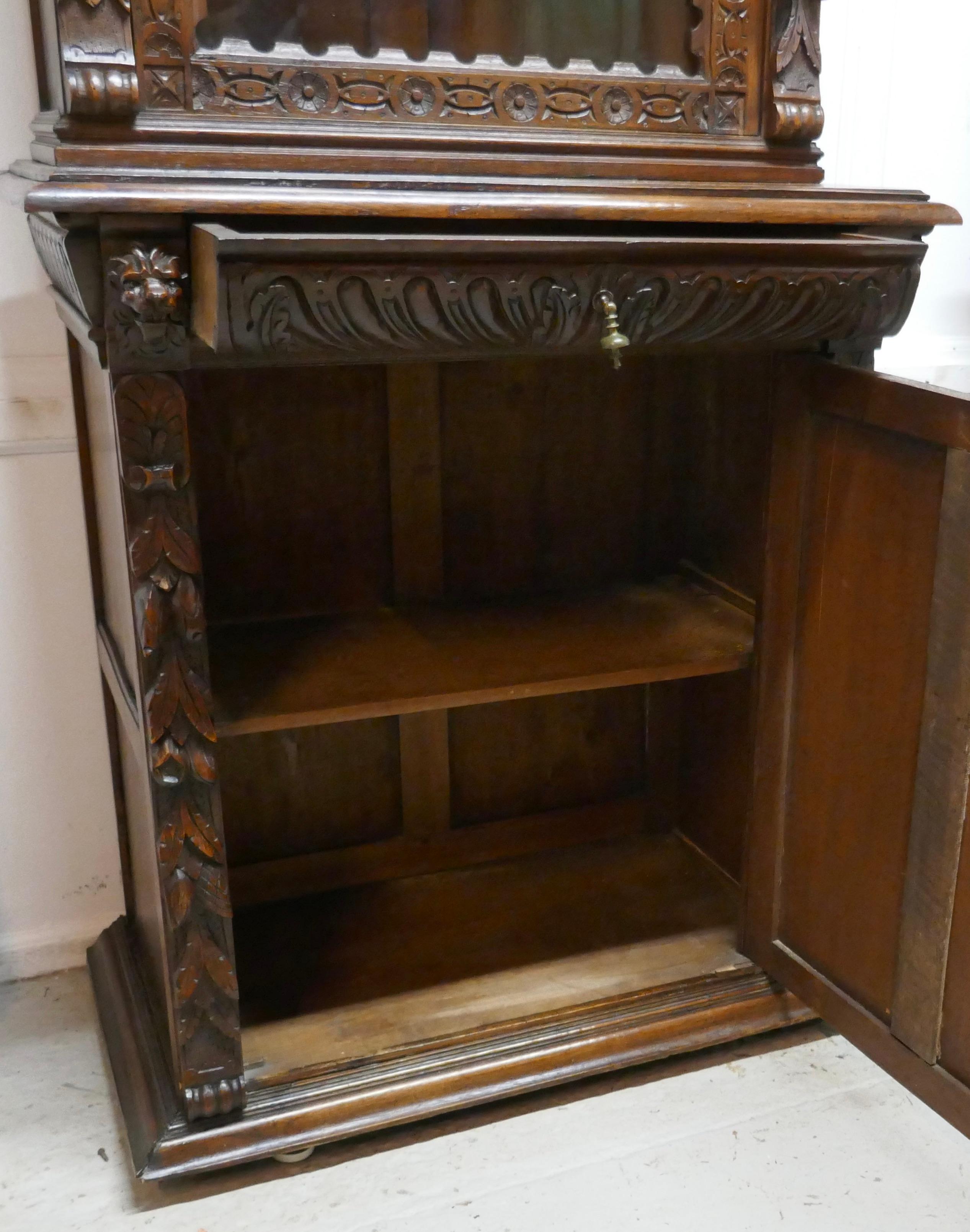 A Pair of French Carved Gothic Oak Bookcases    4