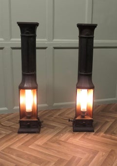 A Pair of French Cast Iron Green House Heater Lamps