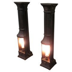 A Pair of French Cast Iron Green House Heater Lamps