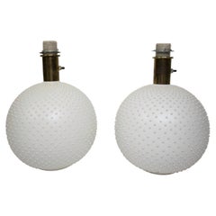Pair of French Ceramic Hobnail Surface Table Lamps