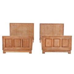 A pair of French cerused oak twin beds, C. 1940.