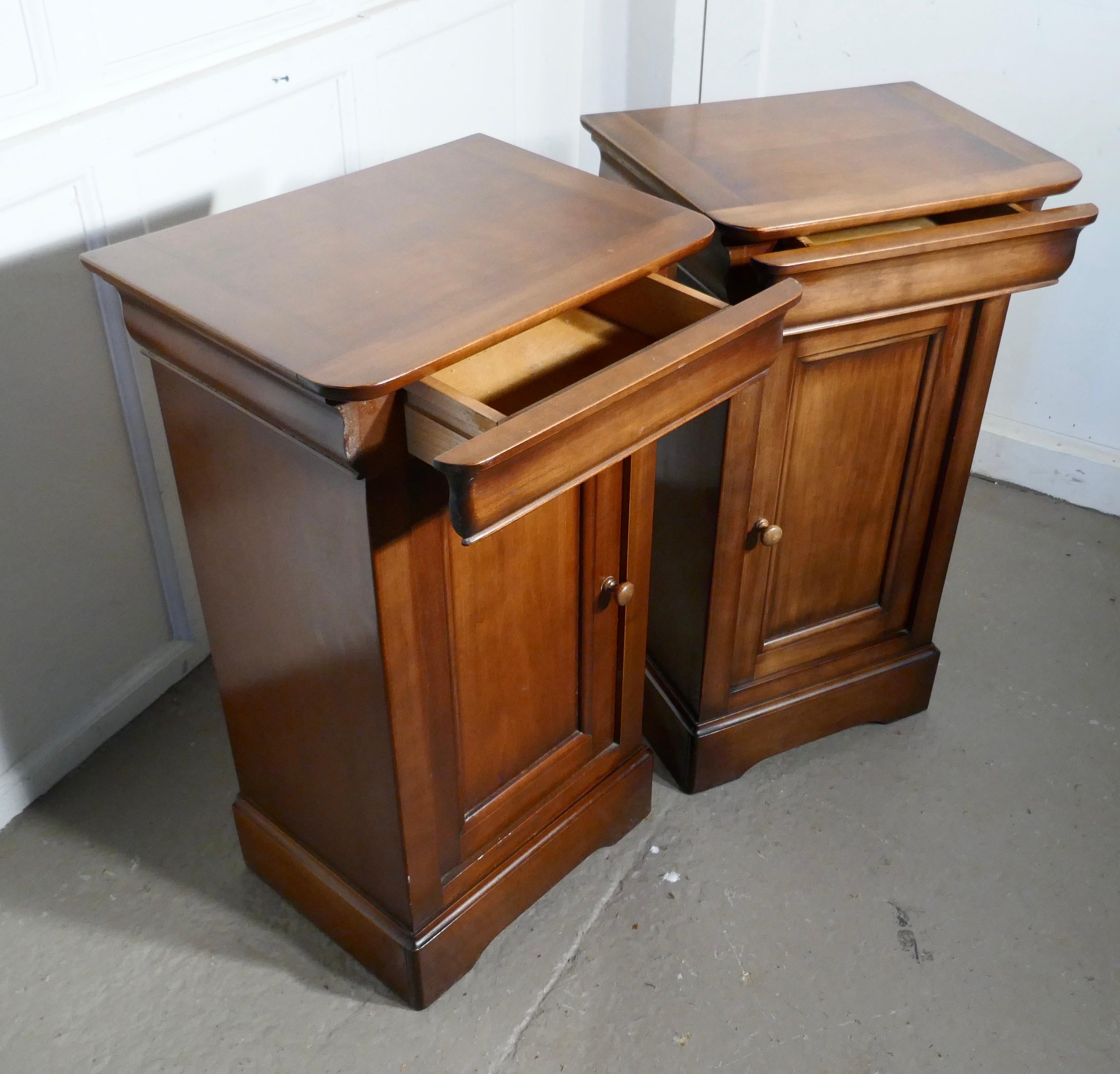 Pair of French Cherrywood Bedside Cupboards or Night Tables 1