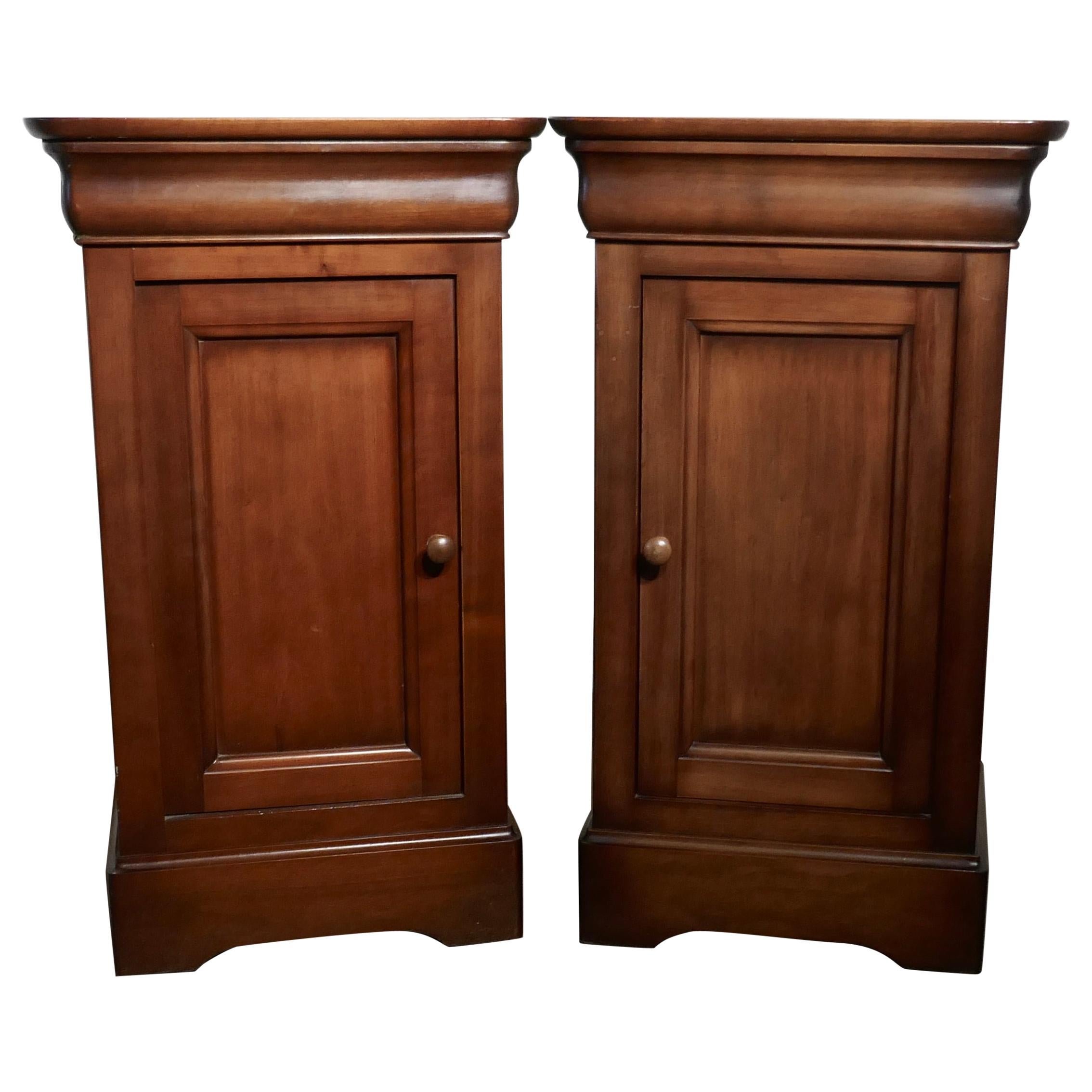 Pair of French Cherrywood Bedside Cupboards or Night Tables