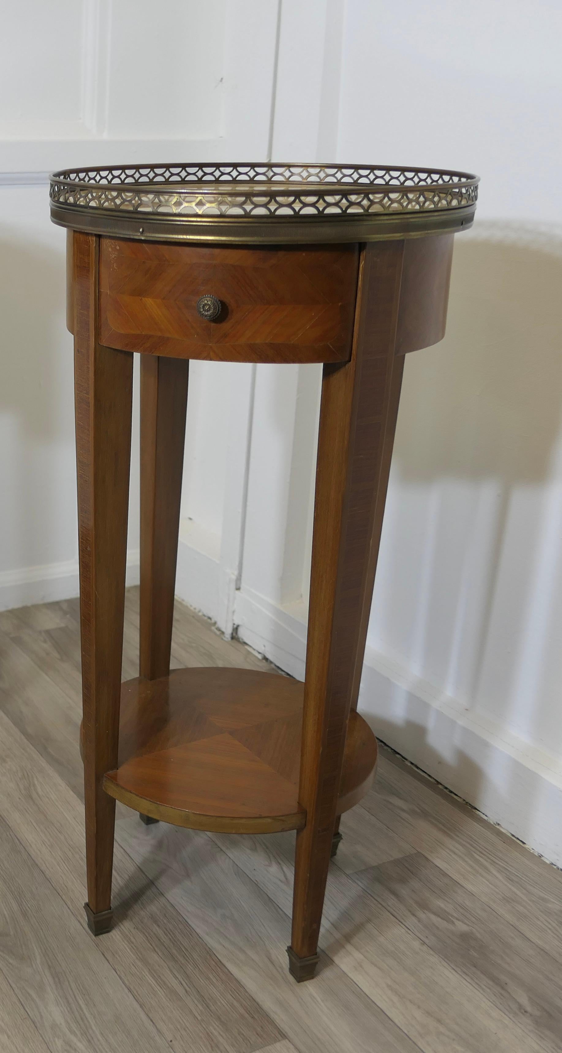 A Pair of French Circular Side Tables with Drawers For Sale 2