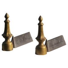 Paire d'ANDIRONS en bronze de style néoclassique SHABBY-CHIC, France 1950