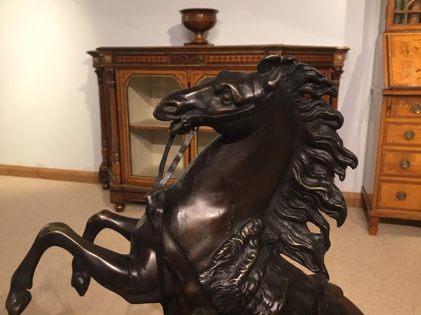 Pair of French Classical 19th Century Bronze Marley Horses For Sale 2