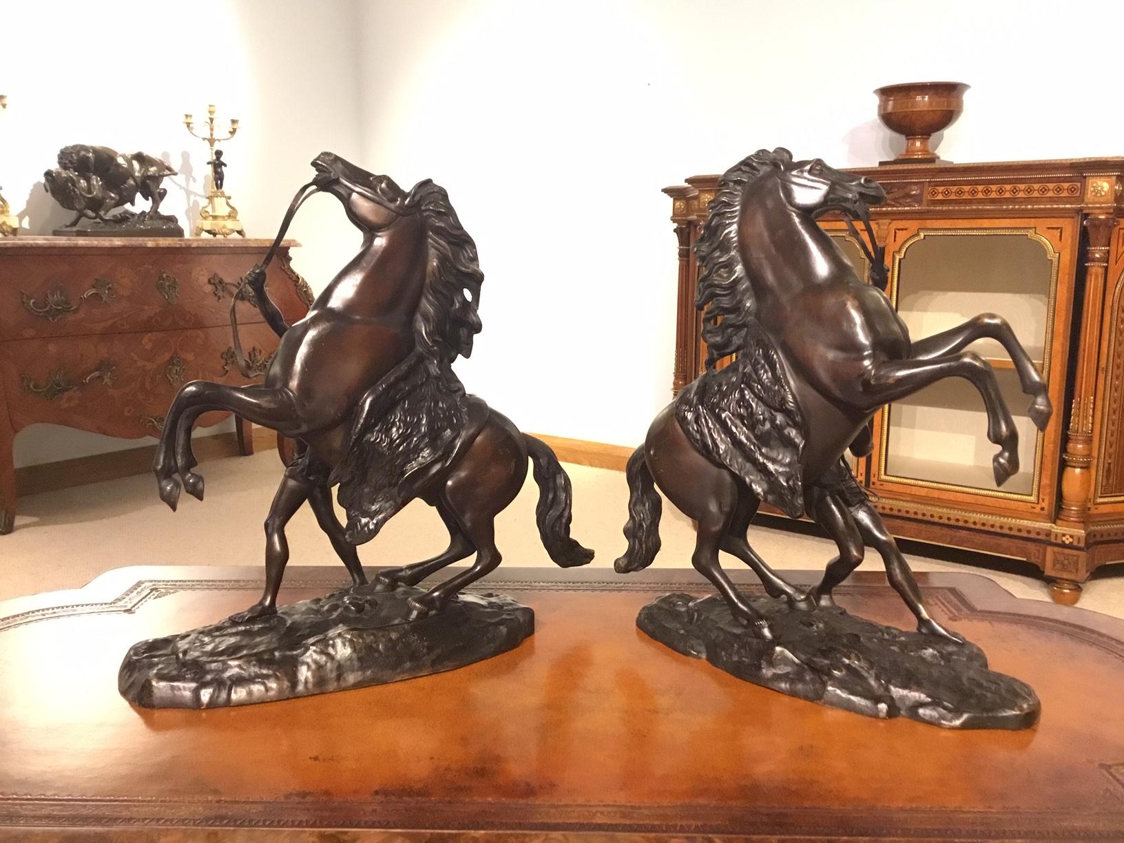 Pair of French Classical 19th Century Bronze Marley Horses For Sale 3