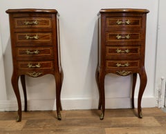 Pair of French Dainty Four Drawer Ormolu Side Cabinets