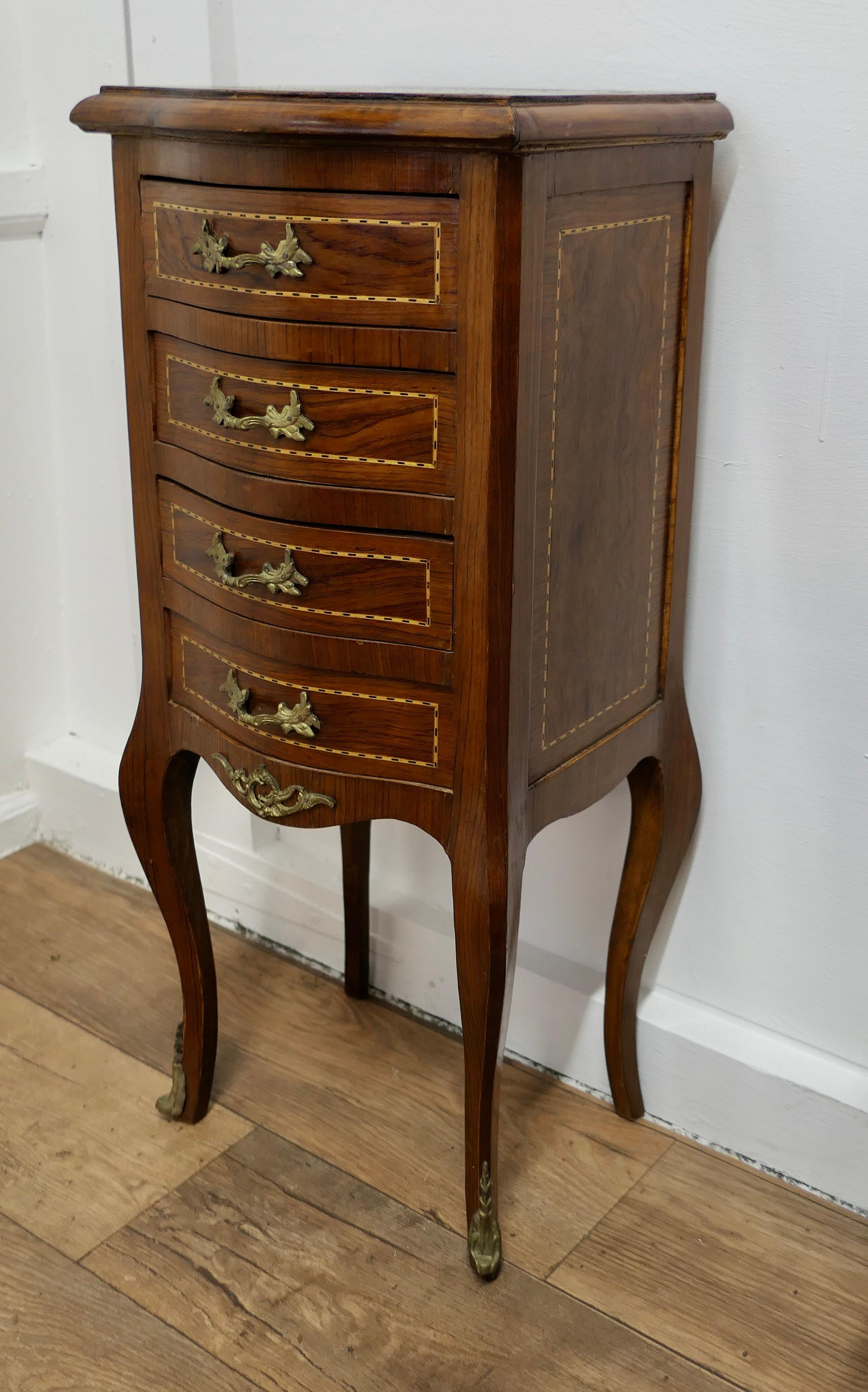 Pair of French Dainty Four Drawer Ormolu Side Cabinets In Good Condition For Sale In Chillerton, Isle of Wight