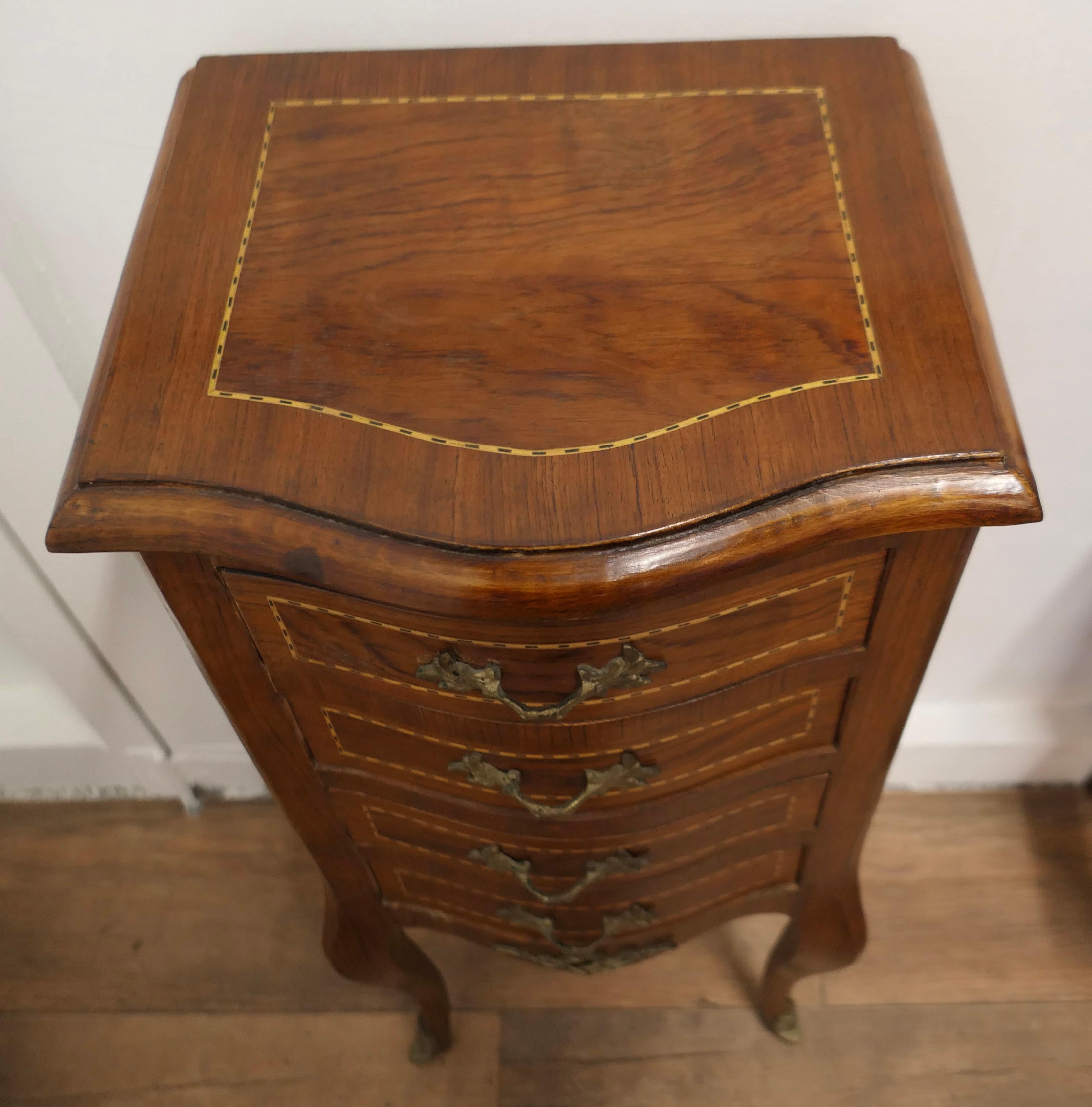 Early 20th Century Pair of French Dainty Four Drawer Ormolu Side Cabinets For Sale