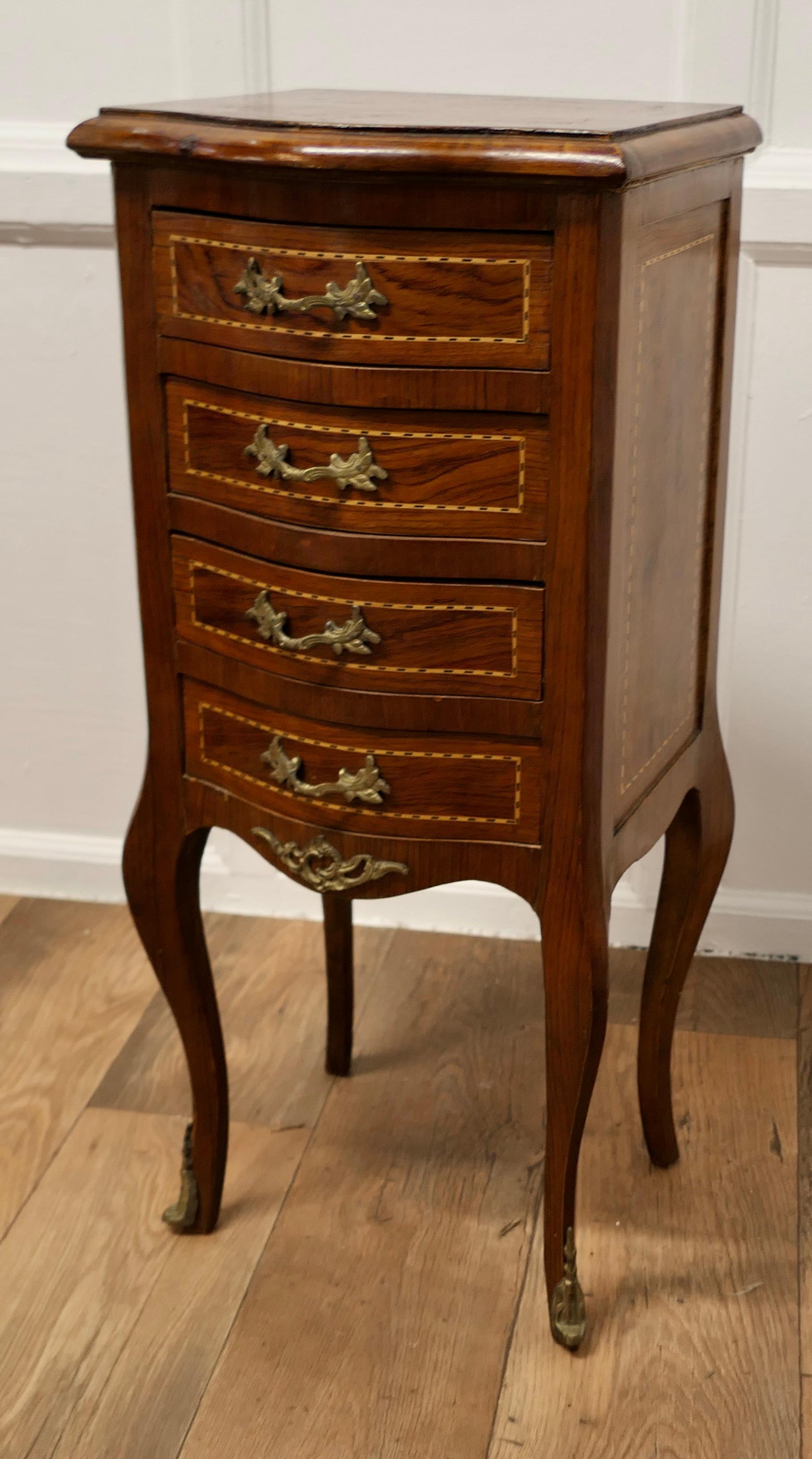 Pair of French Dainty Four Drawer Ormolu Side Cabinets For Sale 2