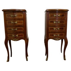 Pair of French Dainty Four Drawer Ormolu Side Cabinets