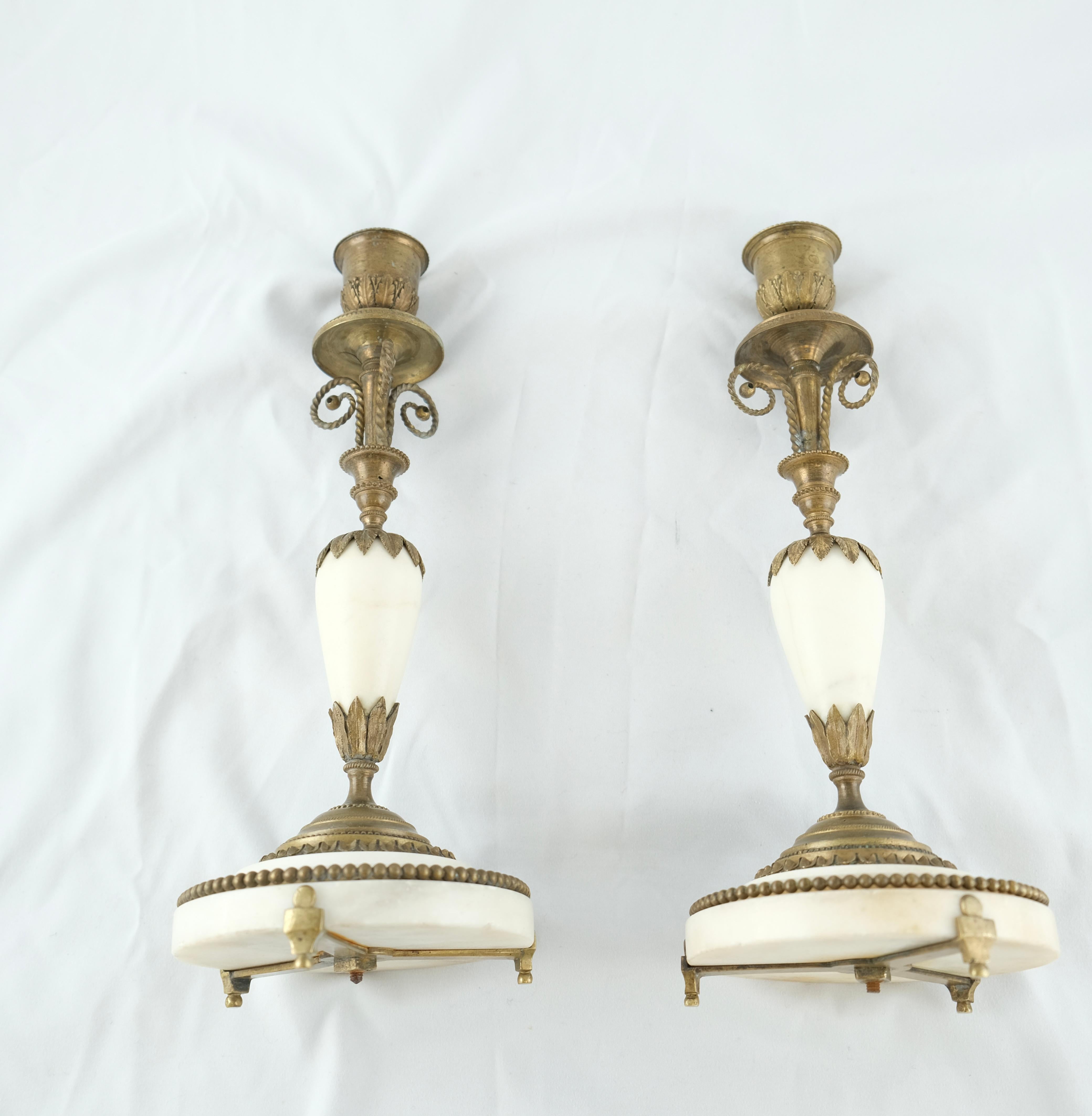Pair of French Directoire Candlesticks Made in the 1790s For Sale 4