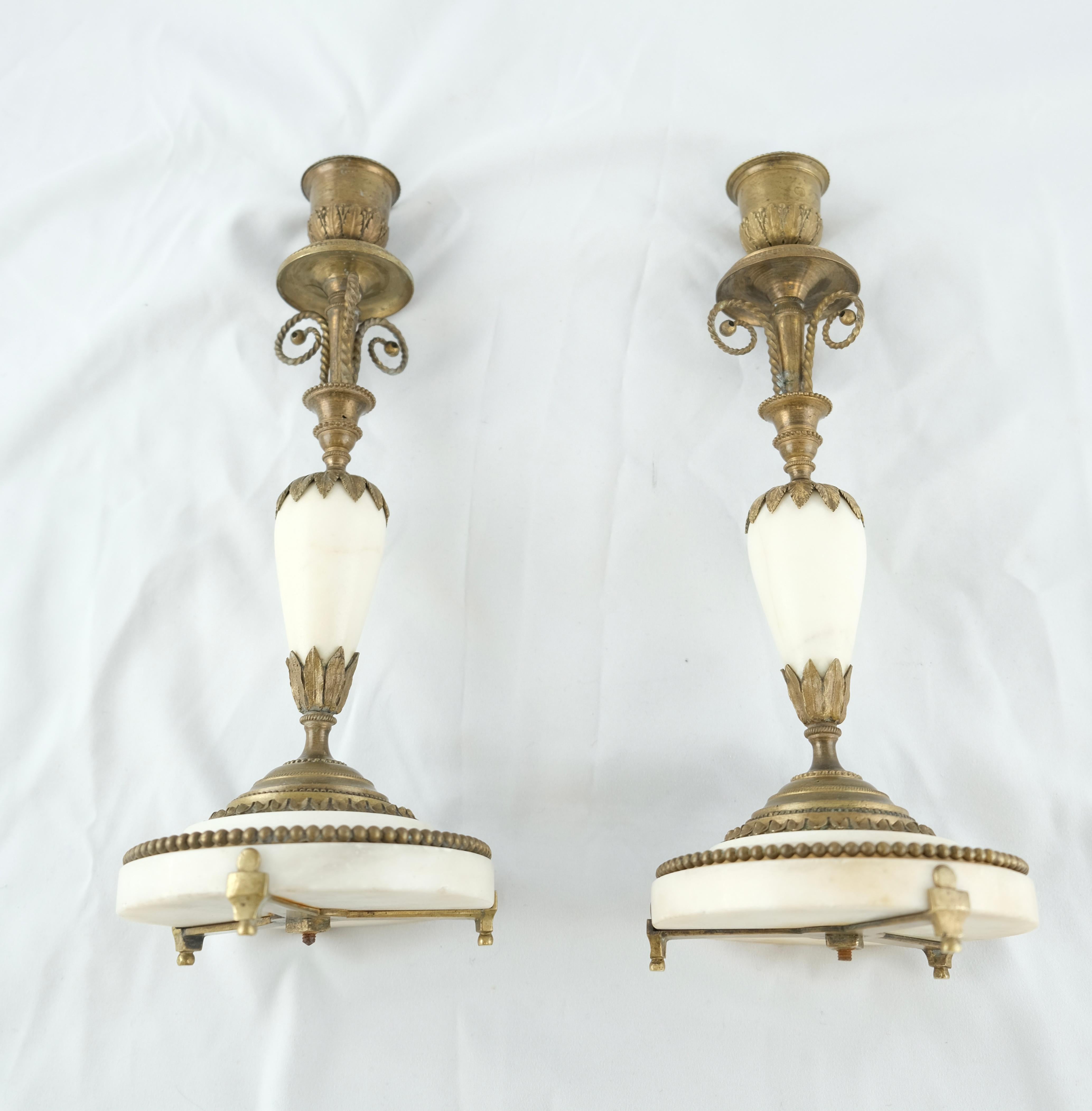 Pair of French Directoire Candlesticks Made in the 1790s For Sale 5