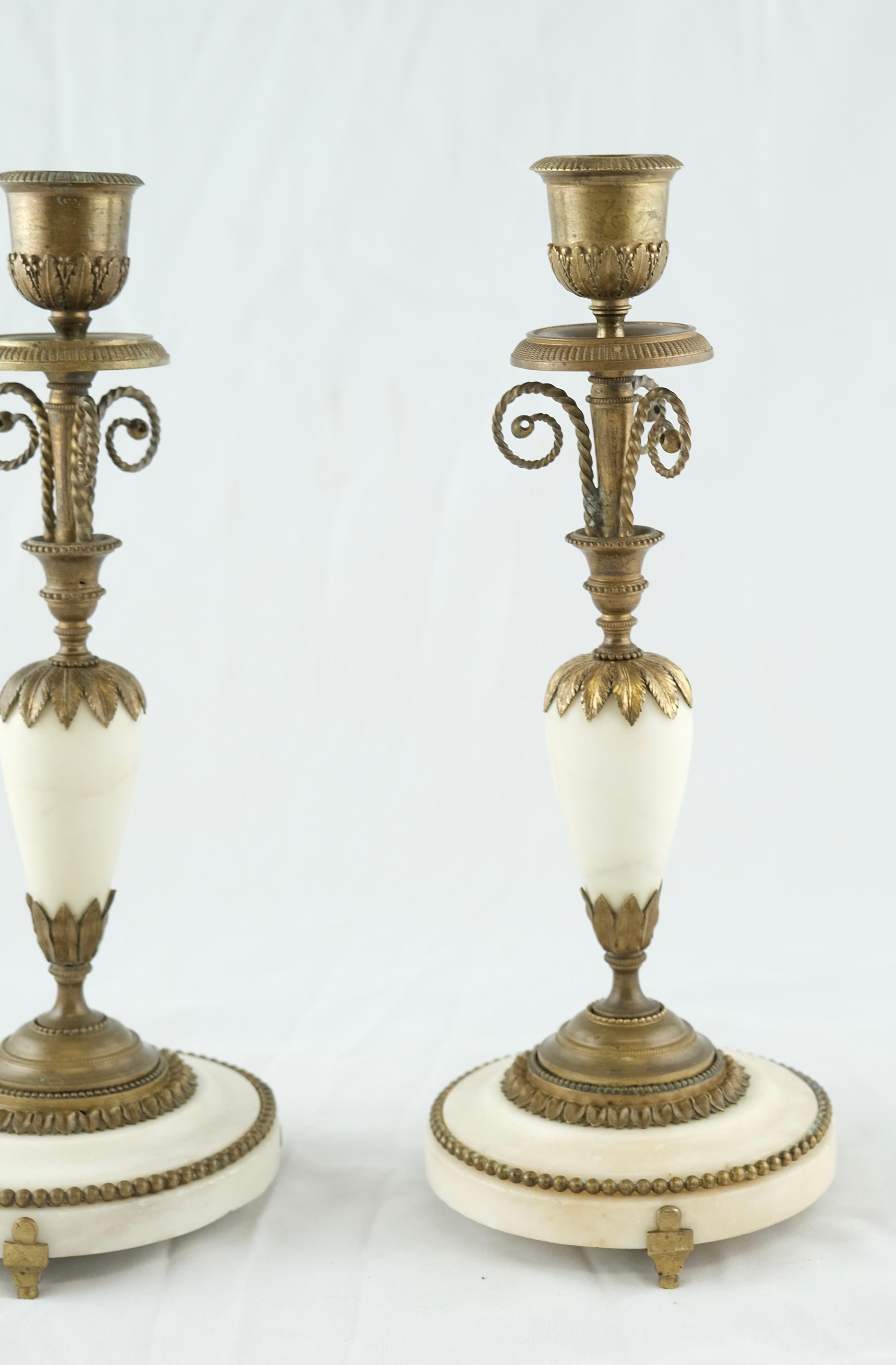 European Pair of French Directoire Candlesticks Made in the 1790s For Sale