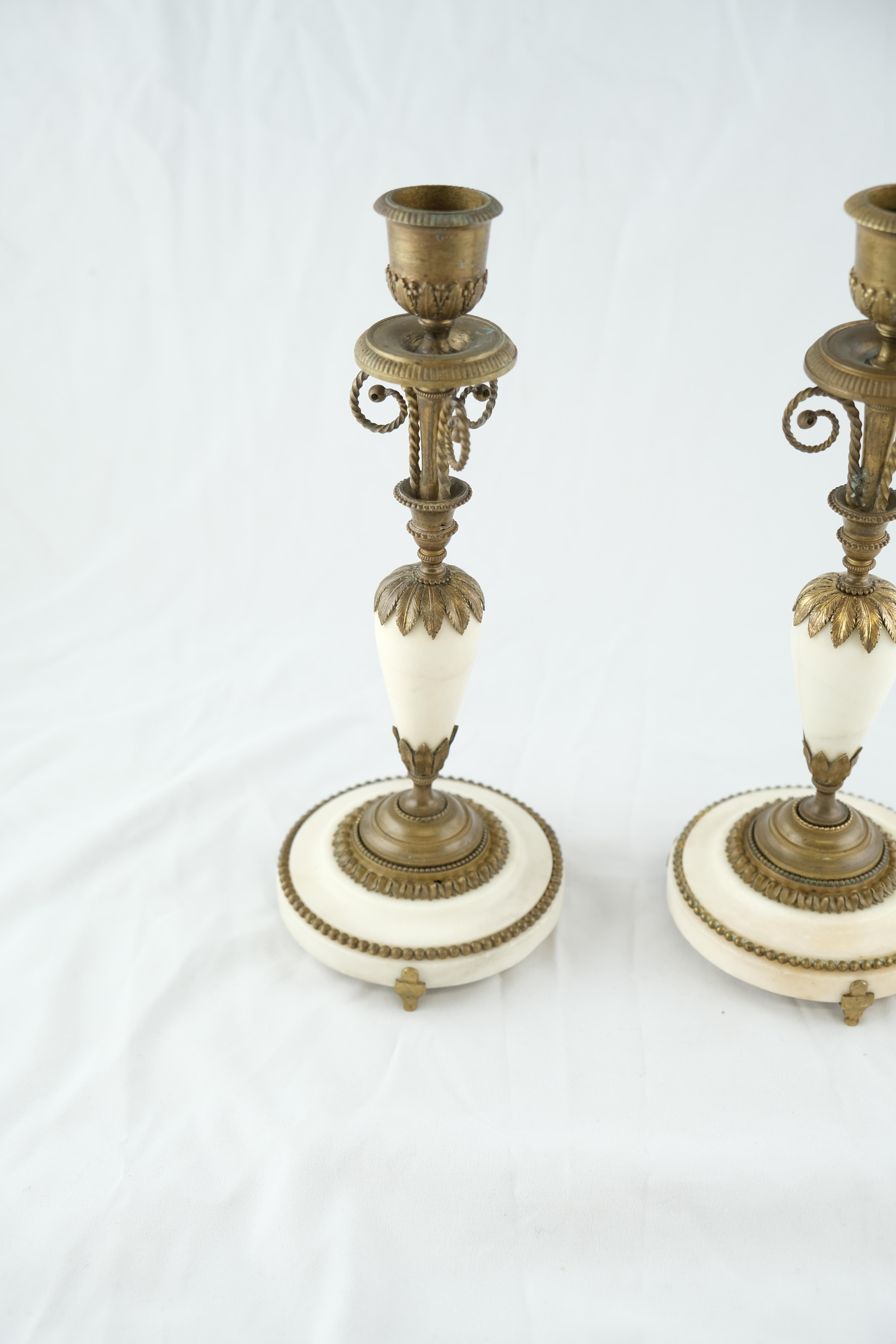 18th Century Pair of French Directoire Candlesticks Made in the 1790s For Sale