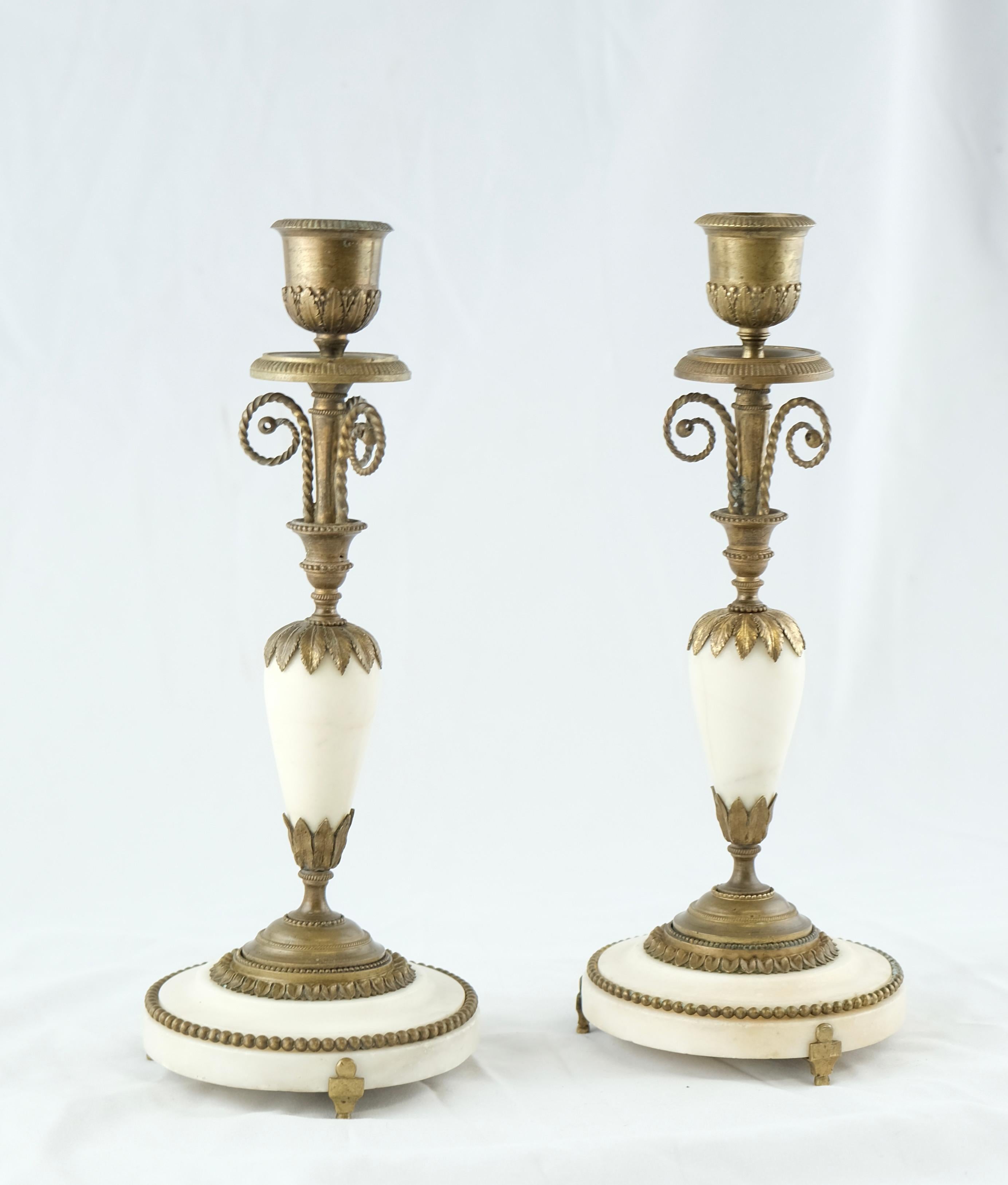 Pair of French Directoire Candlesticks Made in the 1790s For Sale 2