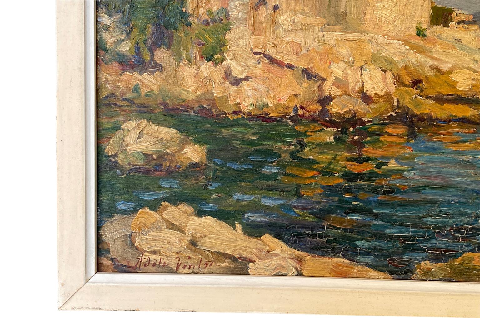 Pair of French Early 20th Century Oil on Board Paintings For Sale 6