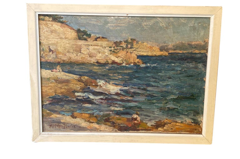 A charming pair of early 20th century oil on board paintings of the Calanque De Marseille. Wonderful color and brushwork. Housed in handsome frames. One painting measures 10 3/4