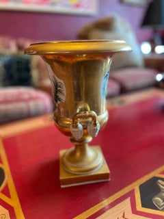 A Pair of French Empire 19th Century Old Paris Gilt-Ground Campana Vases