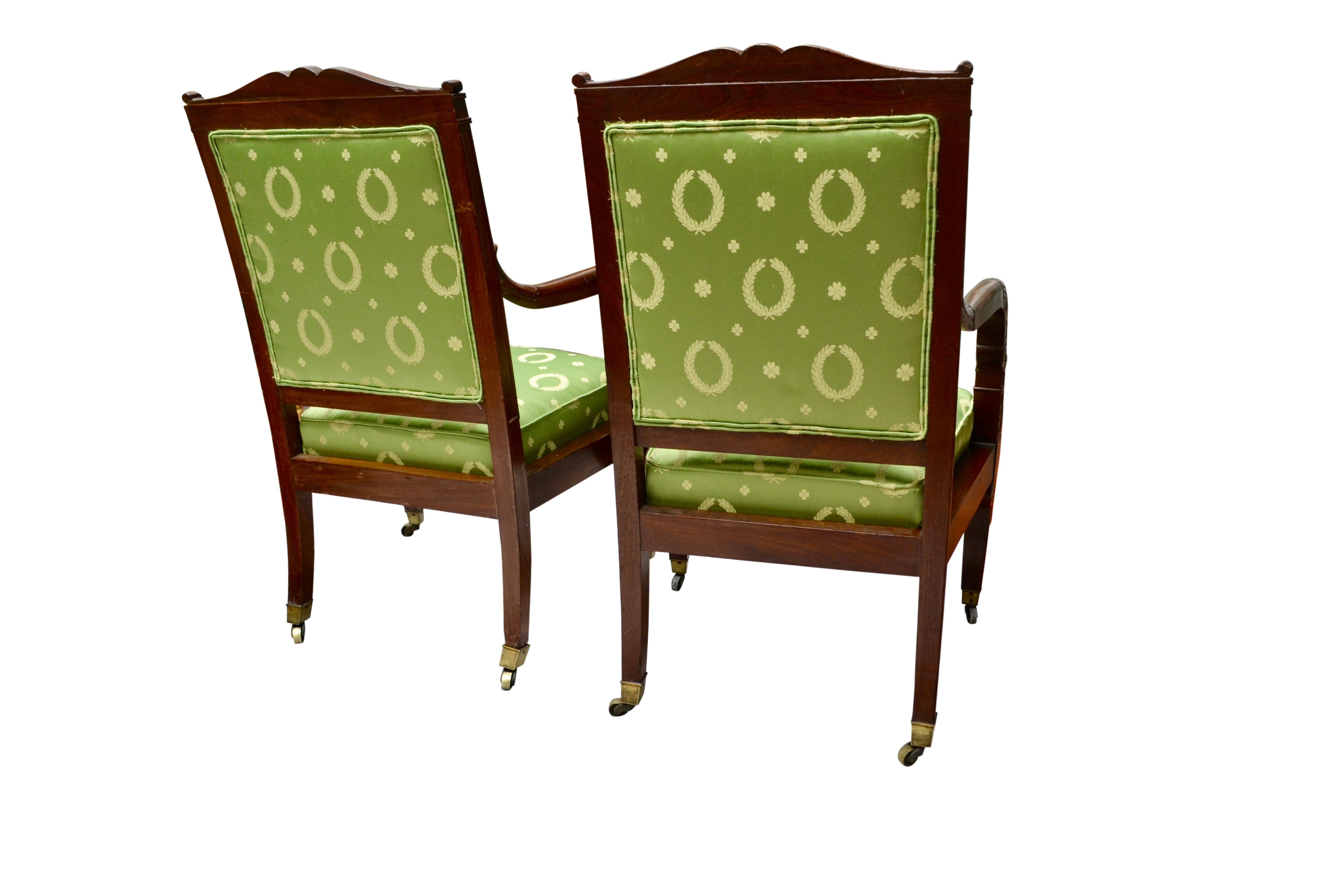 a Pair of Newly Upholstered French Empire Armchairs One Stamped  J. Louis For Sale 2