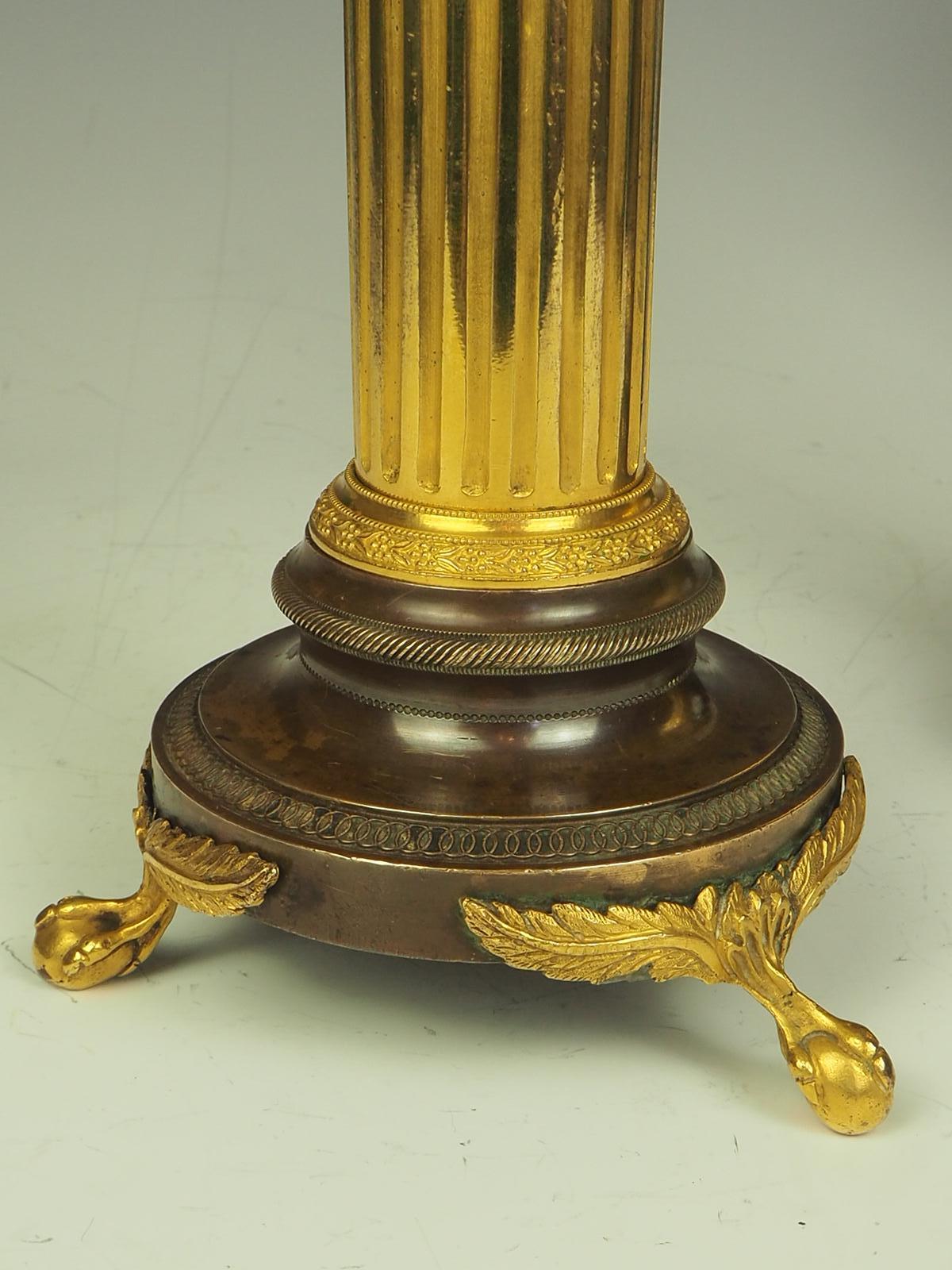 Pair of French Empire Bronze and Ormolu Candleholders, circa 1820 6