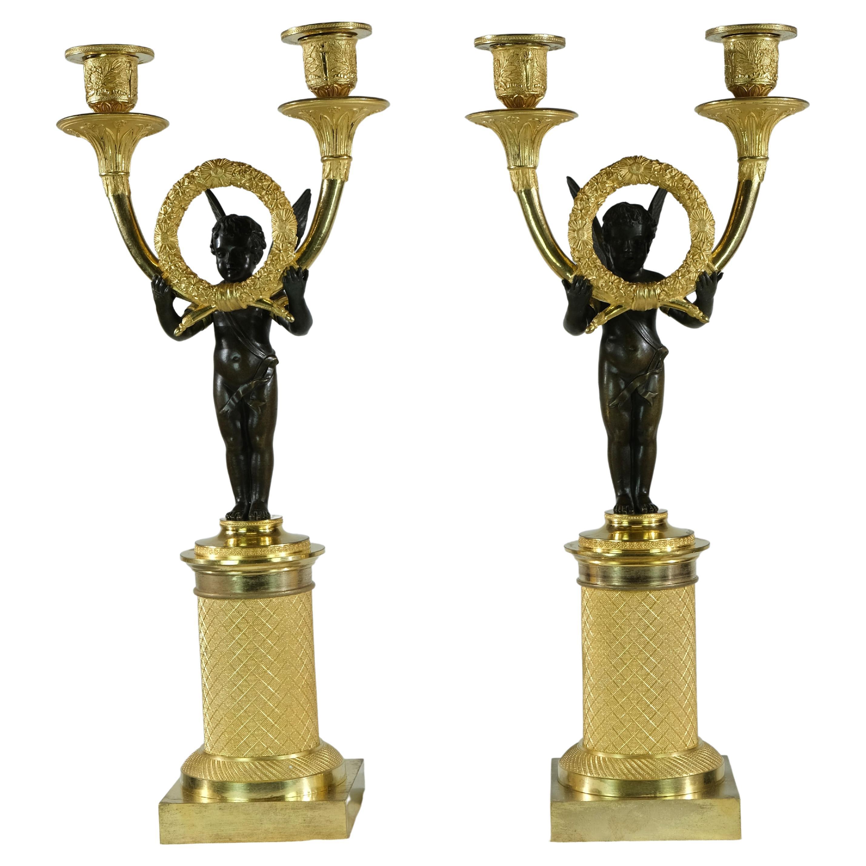 Pair of French Empire Candelabra, 1820 For Sale at 1stDibs