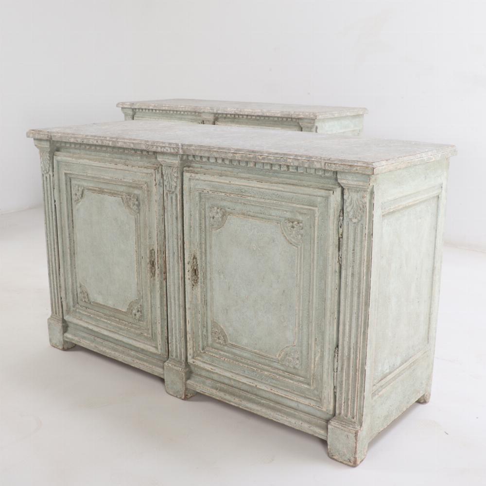 Wood A pair of French Empire painted servers, 19th C.