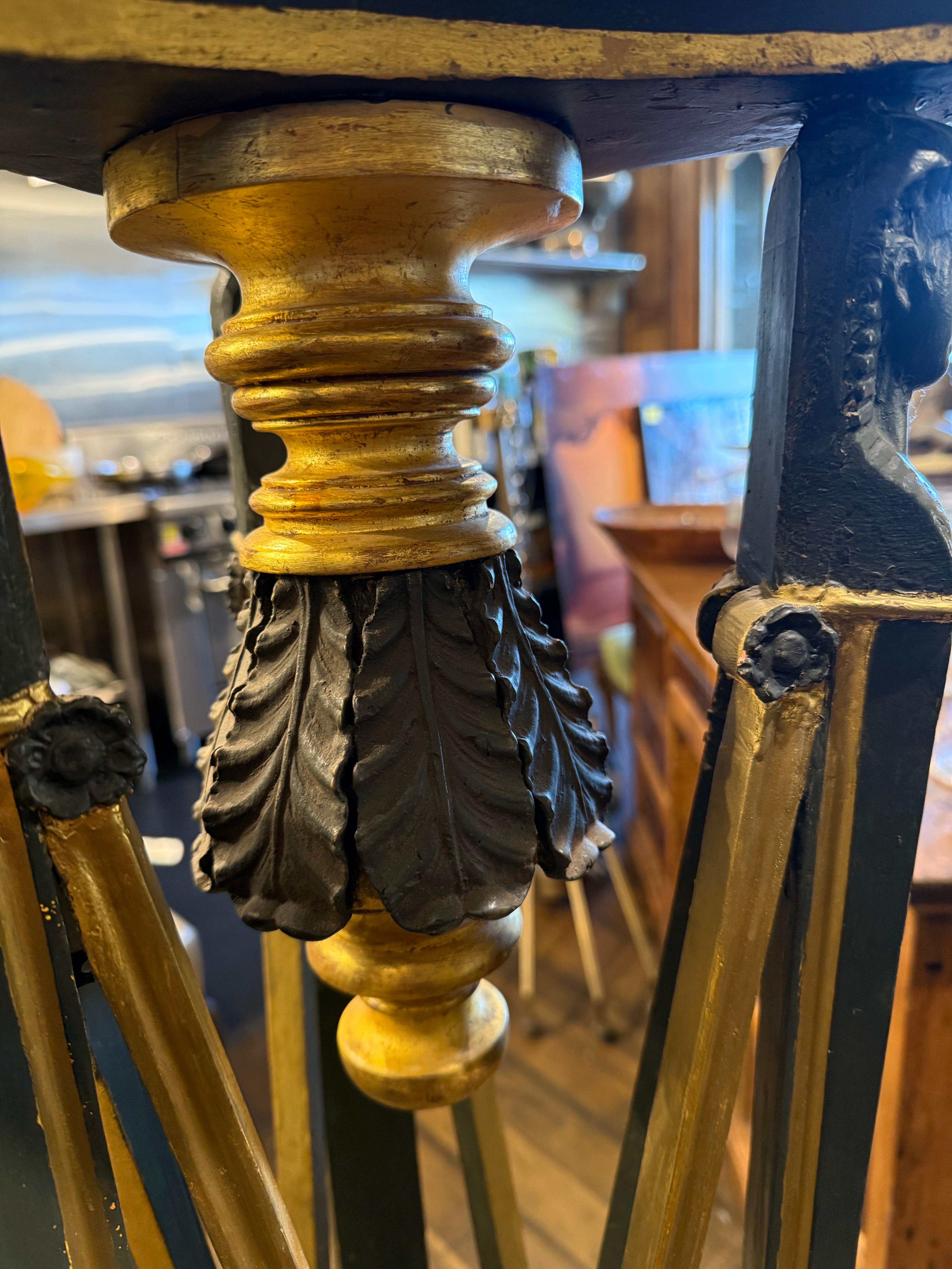 A Pair of French Empire Polychrome Gilt-Wood Torchères, 19th Century For Sale 7