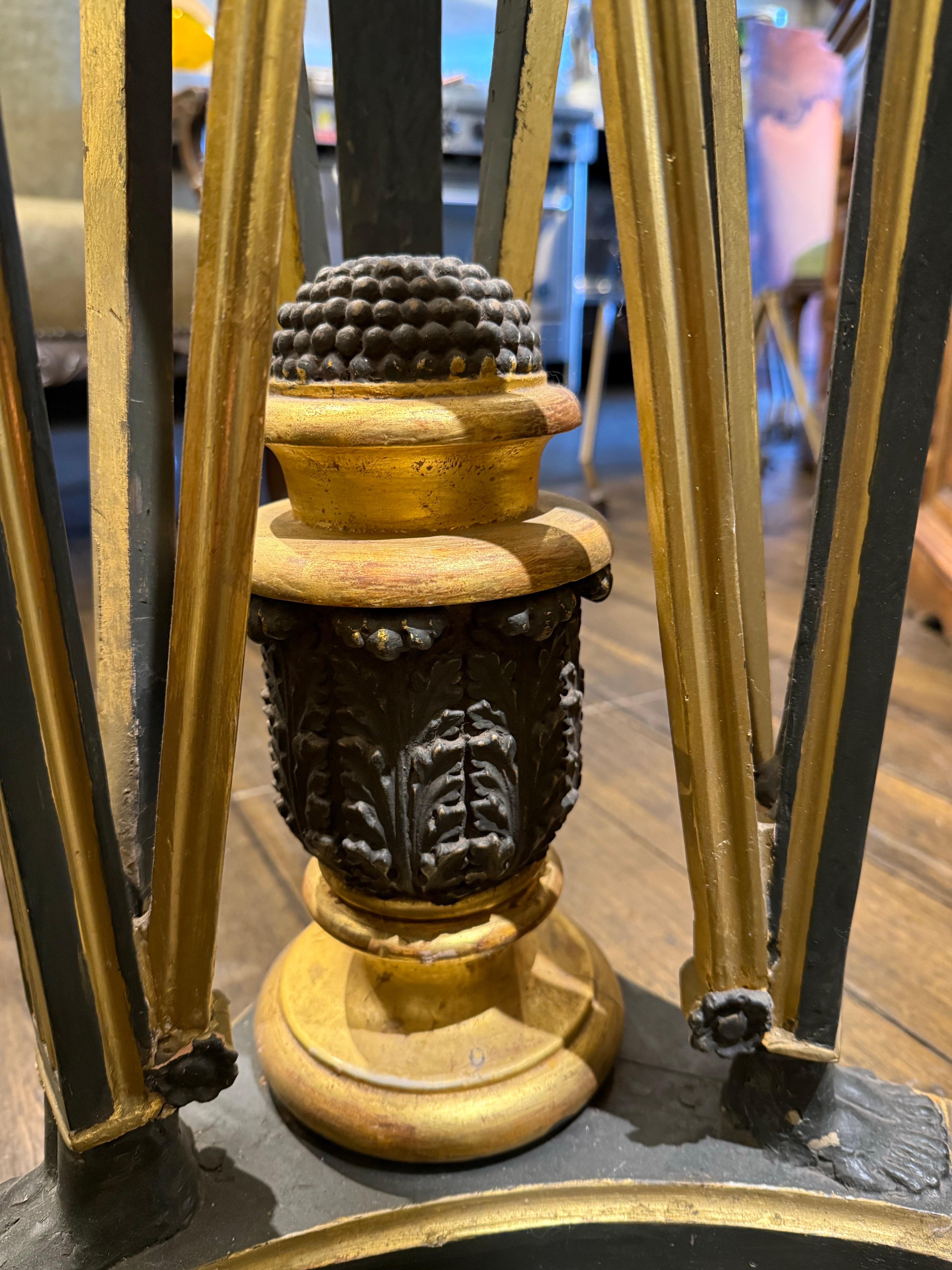 A Pair of French Empire Polychrome Gilt-Wood Torchères, 19th Century For Sale 8