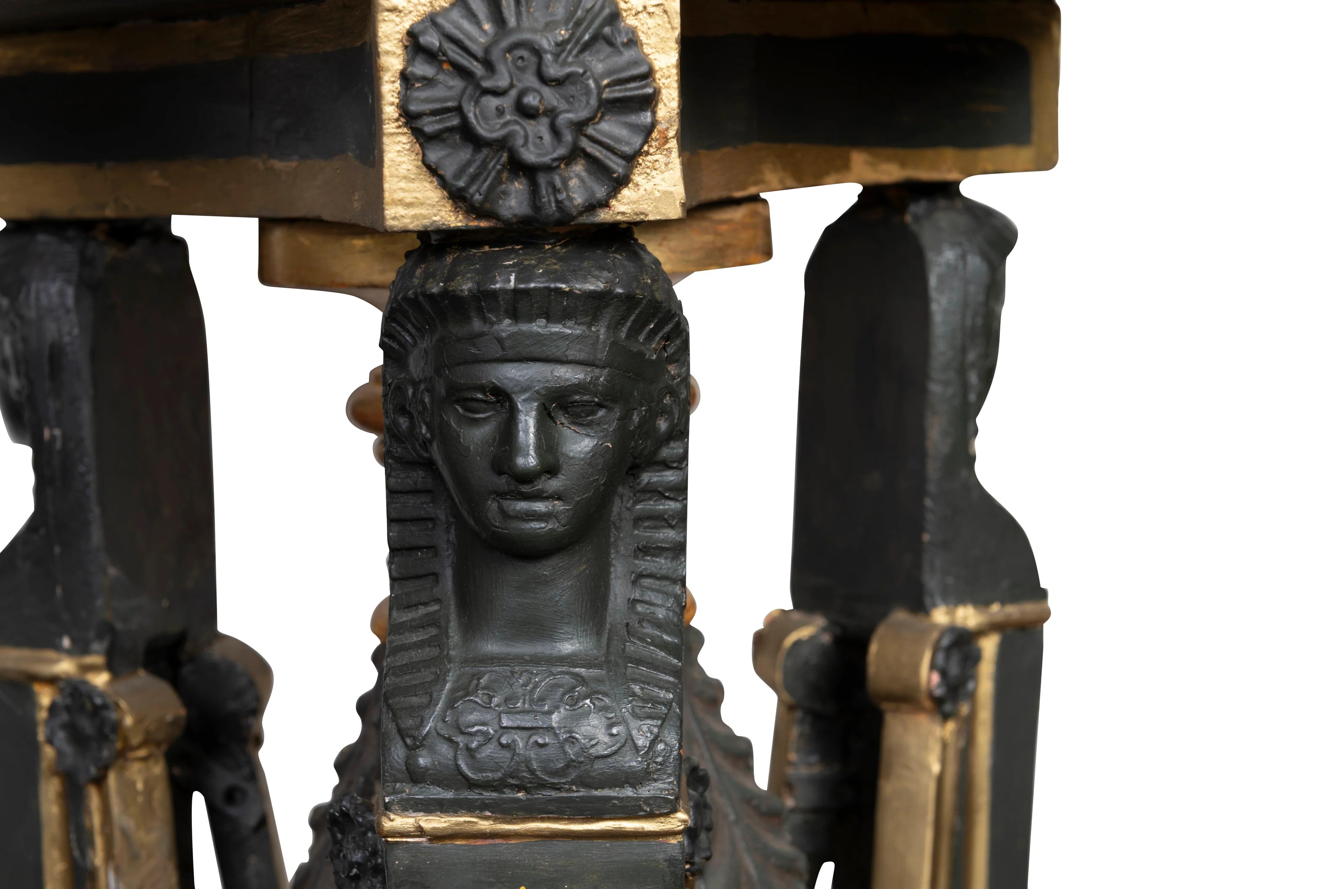 A Pair of French Empire Polychrome Gilt-Wood Torchères, 19th Century In Good Condition For Sale In ARMADALE, VIC